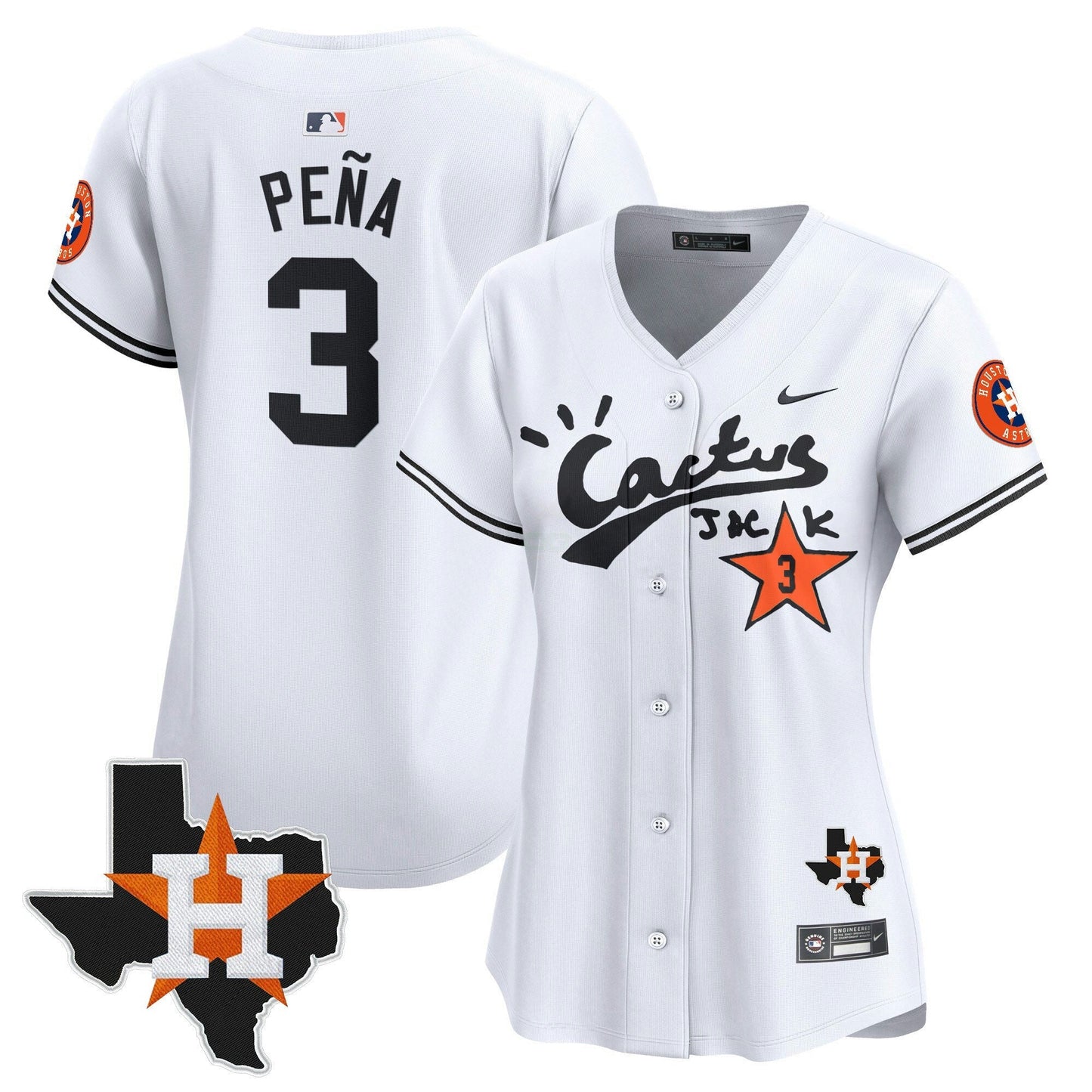 Camisa MLB Women’s Houston Cactus Jack Patch Vapor Premier Limited Jersey V7 – Stitched
