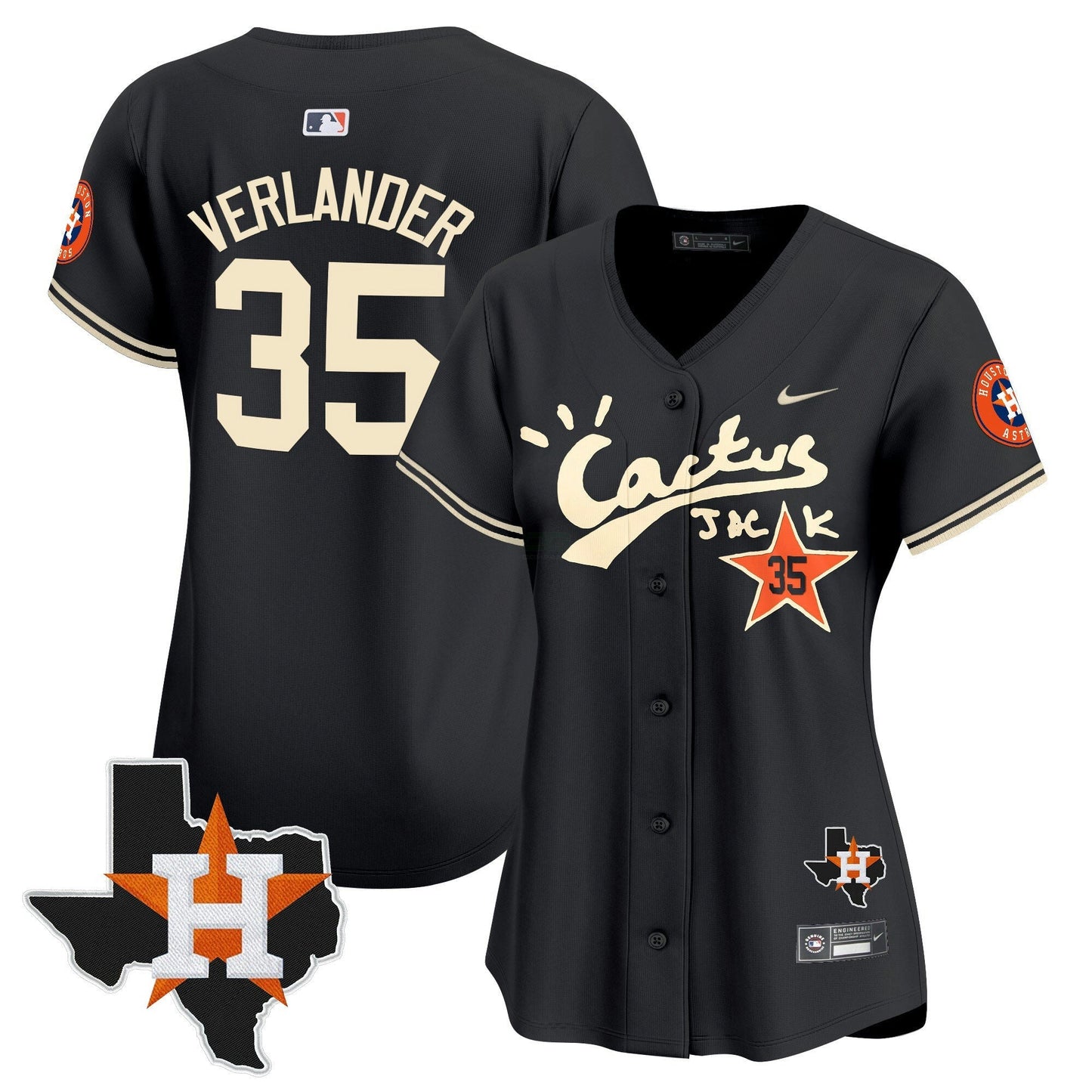 Camisa MLB Women’s Houston Cactus Jack Patch Vapor Premier Limited Jersey V7 – Stitched