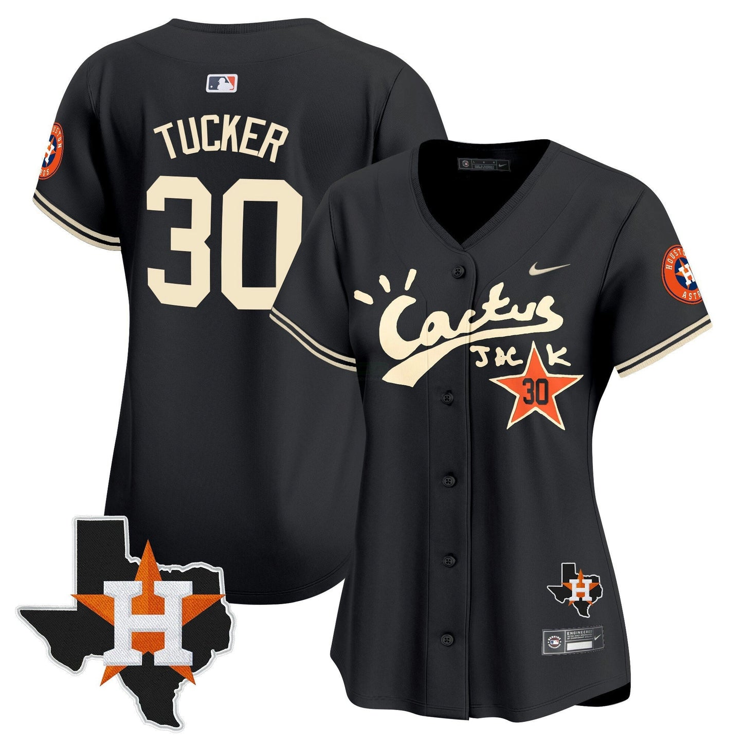 Camisa MLB Women’s Houston Cactus Jack Patch Vapor Premier Limited Jersey V7 – Stitched