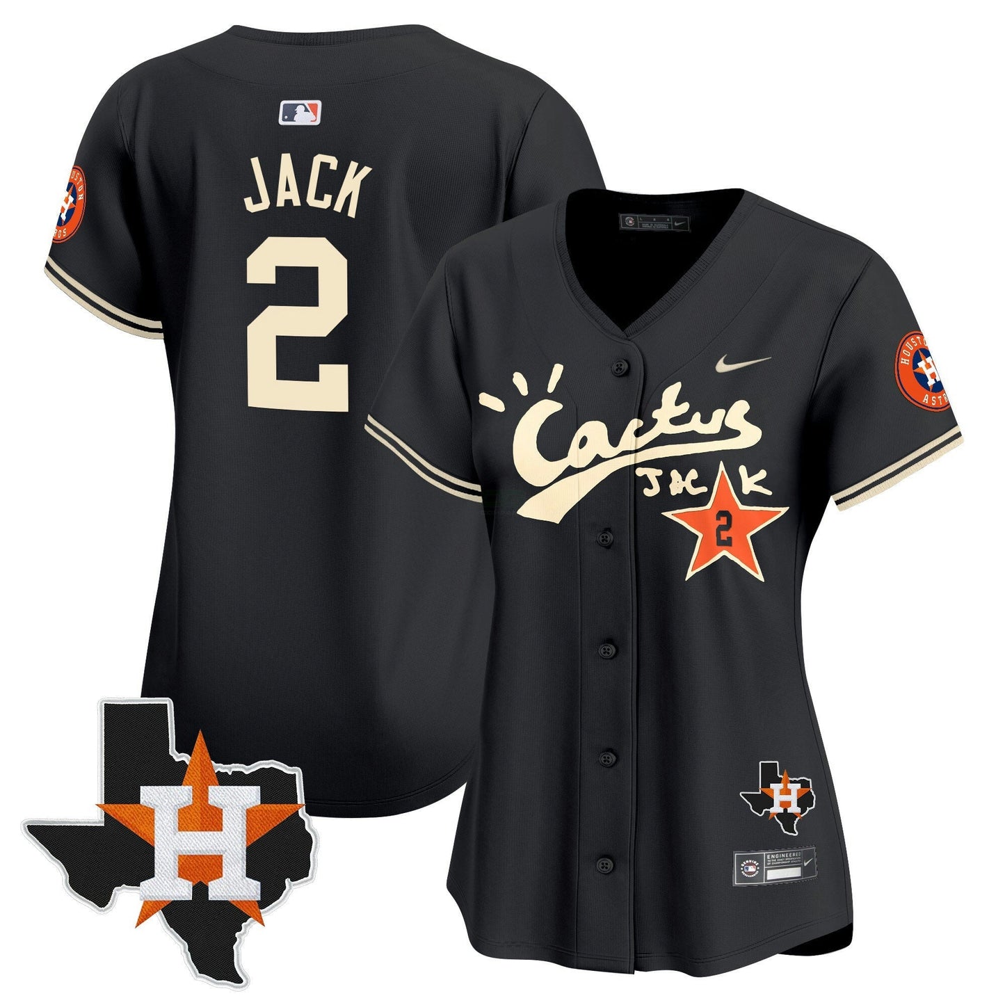 Camisa MLB Women’s Houston Cactus Jack Patch Vapor Premier Limited Jersey V7 – Stitched