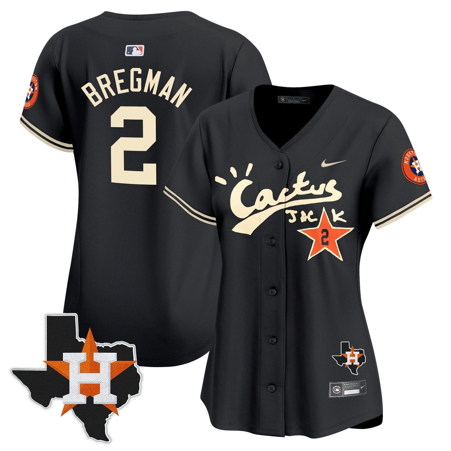 Camisa MLB Women’s Houston Cactus Jack Patch Vapor Premier Limited Jersey V7 – Stitched