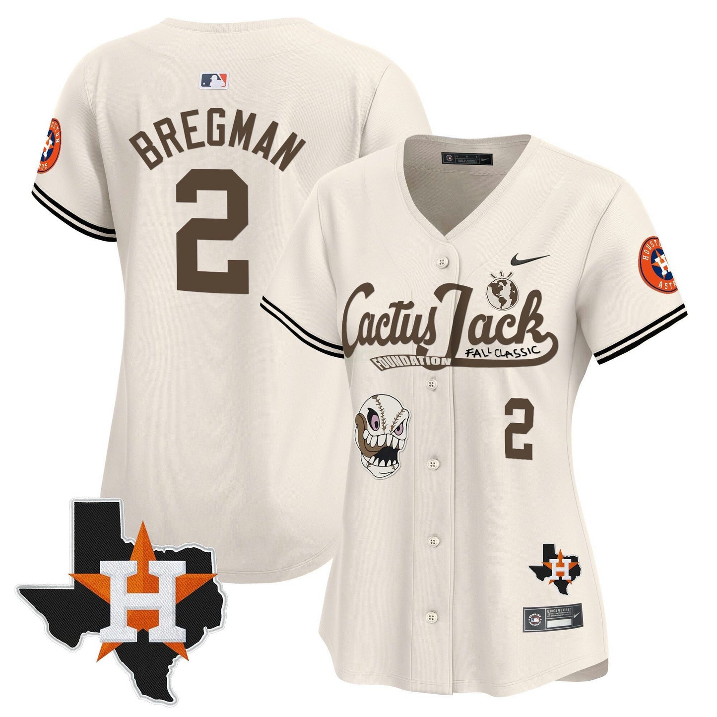 Camisa MLB Women’s Houston Cactus Jack Patch Vapor Premier Limited Jersey V8 – Stitched