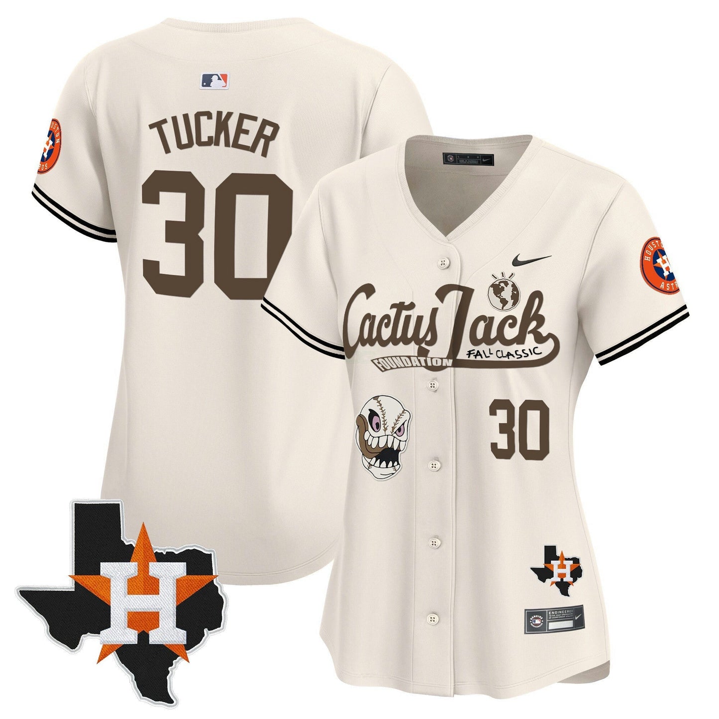 Camisa MLB Women’s Houston Cactus Jack Patch Vapor Premier Limited Jersey V8 – Stitched