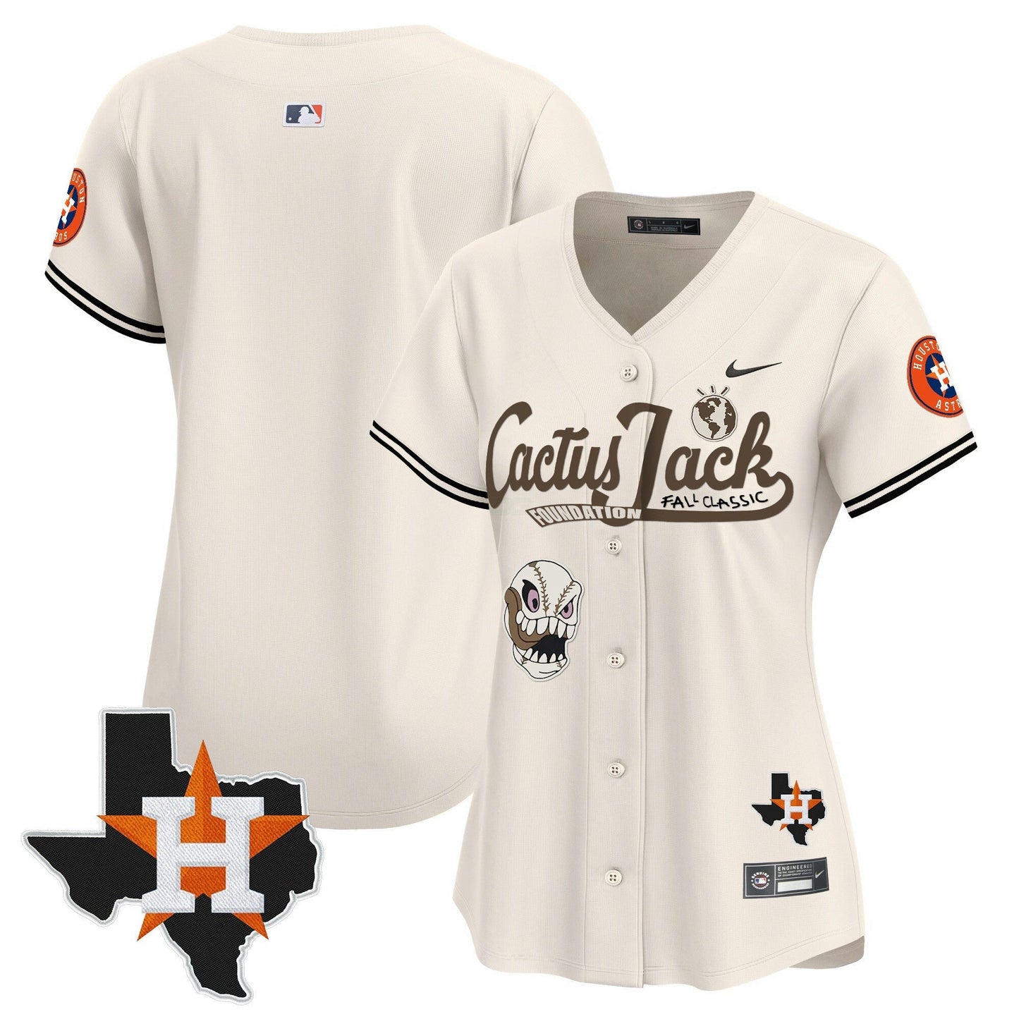 Camisa MLB Women’s Houston Cactus Jack Patch Vapor Premier Limited Jersey V8 – Stitched