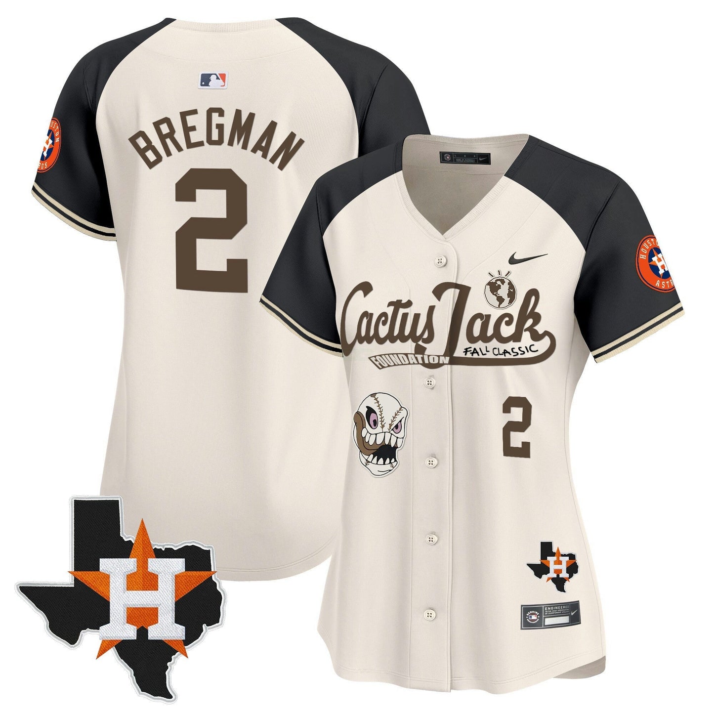 Camisa MLB Women’s Houston Cactus Jack Patch Vapor Premier Limited Jersey V8 – Stitched