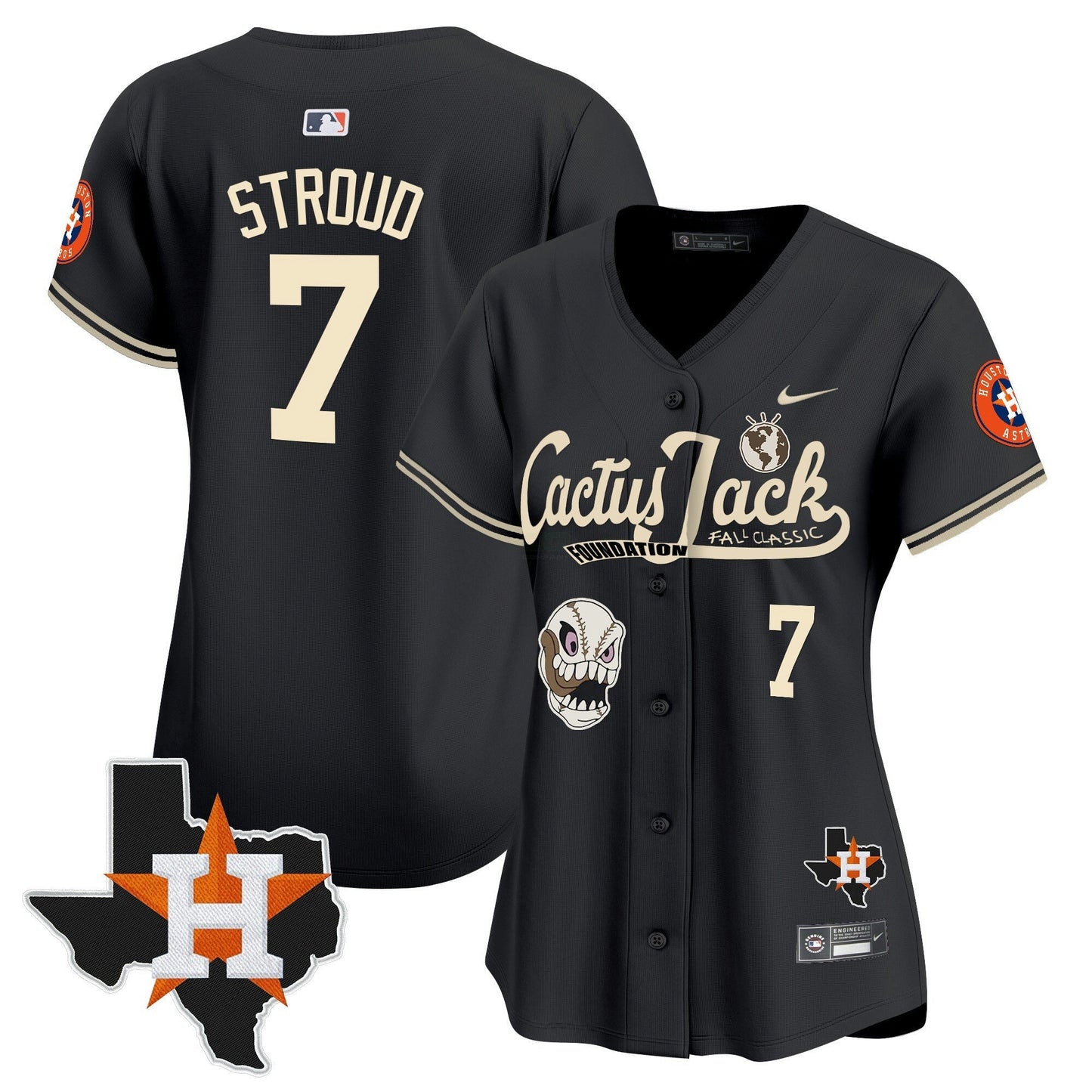 Camisa MLB Women’s Houston Cactus Jack Patch Vapor Premier Limited Jersey V8 – Stitched