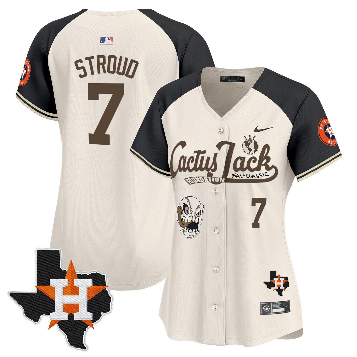 Camisa MLB Women’s Houston Cactus Jack Patch Vapor Premier Limited Jersey V8 – Stitched