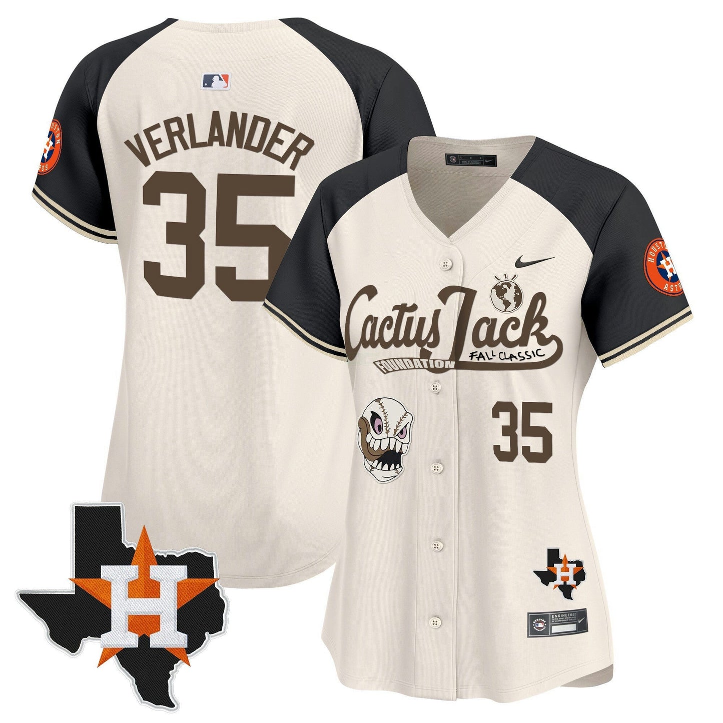 Camisa MLB Women’s Houston Cactus Jack Patch Vapor Premier Limited Jersey V8 – Stitched