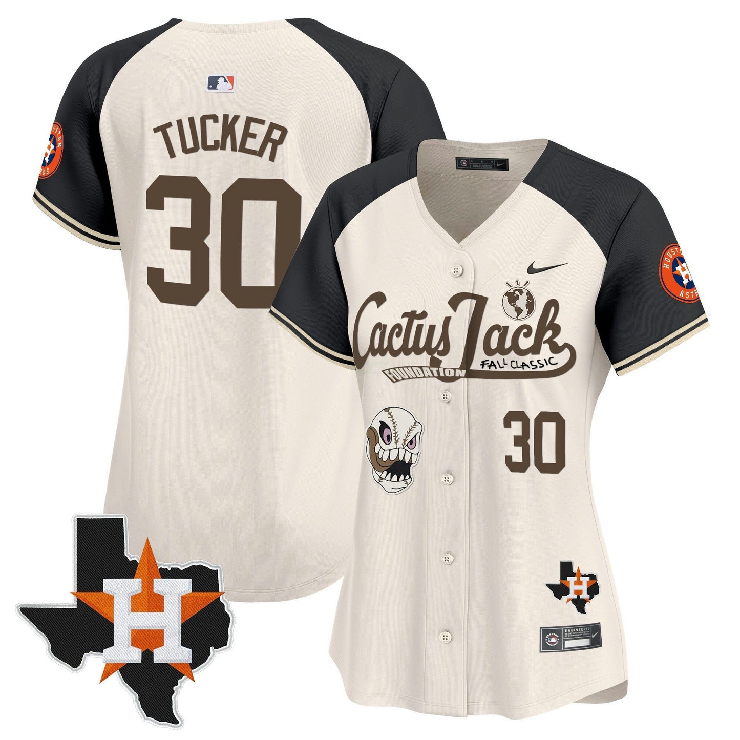 Camisa MLB Women’s Houston Cactus Jack Patch Vapor Premier Limited Jersey V8 – Stitched