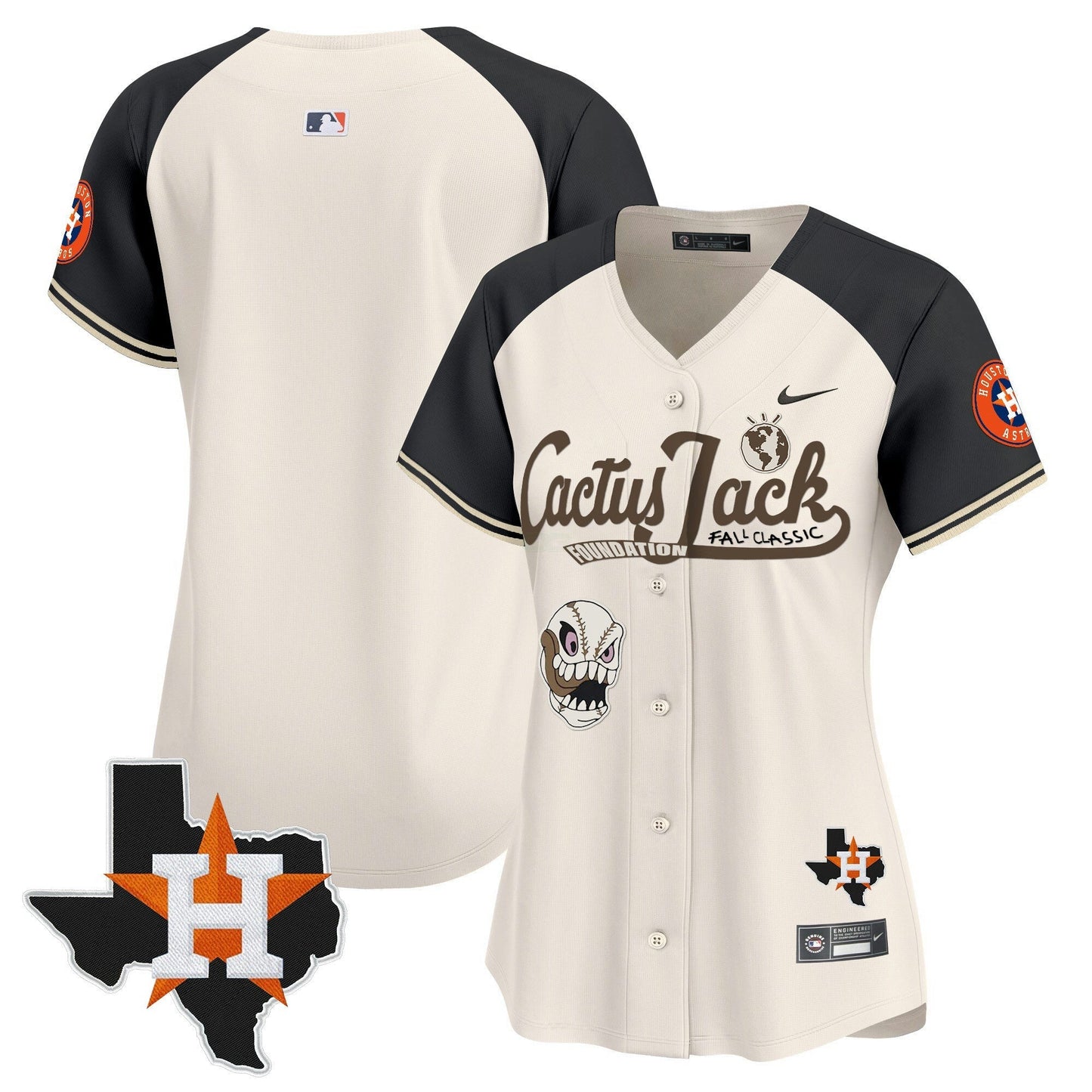 Camisa MLB Women’s Houston Cactus Jack Patch Vapor Premier Limited Jersey V8 – Stitched