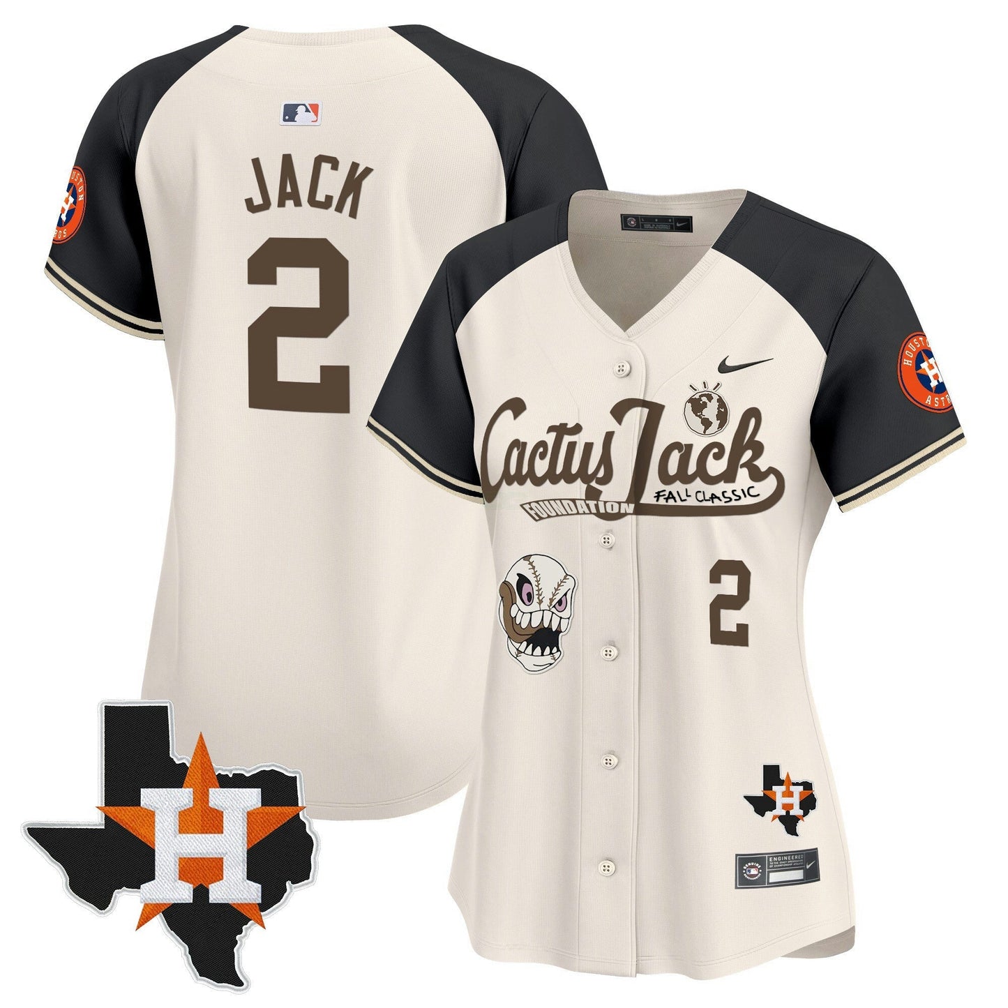 Camisa MLB Women’s Houston Cactus Jack Patch Vapor Premier Limited Jersey V8 – Stitched
