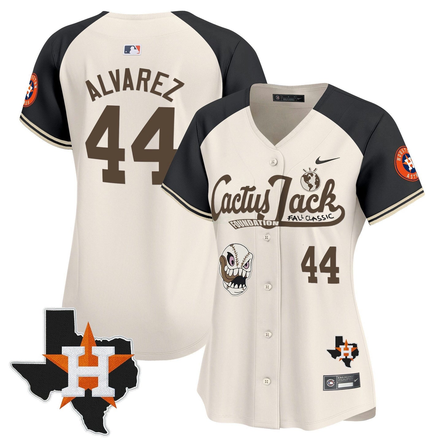 Camisa MLB Women’s Houston Cactus Jack Patch Vapor Premier Limited Jersey V8 – Stitched