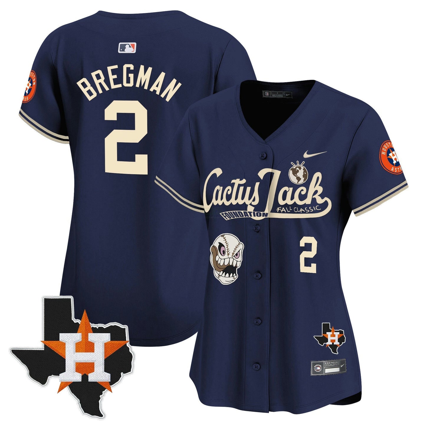 Camisa MLB Women’s Houston Cactus Jack Patch Vapor Premier Limited Jersey V8 – Stitched