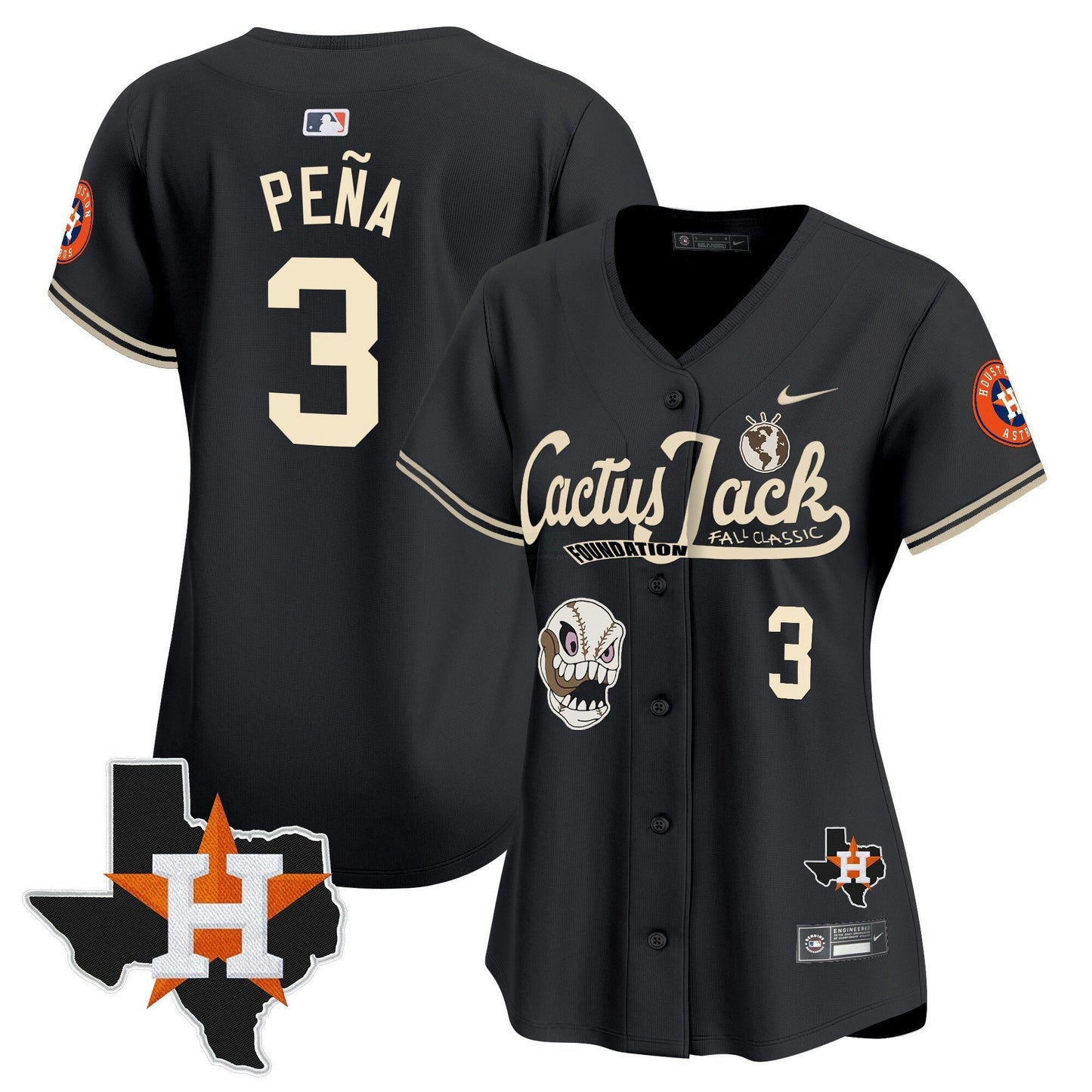 Camisa MLB Women’s Houston Cactus Jack Patch Vapor Premier Limited Jersey V8 – Stitched