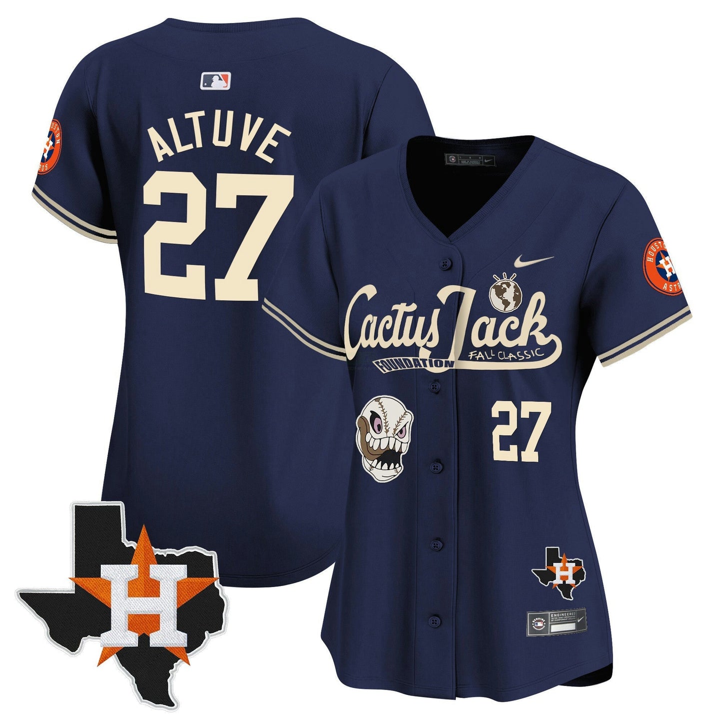 Camisa MLB Women’s Houston Cactus Jack Patch Vapor Premier Limited Jersey V8 – Stitched