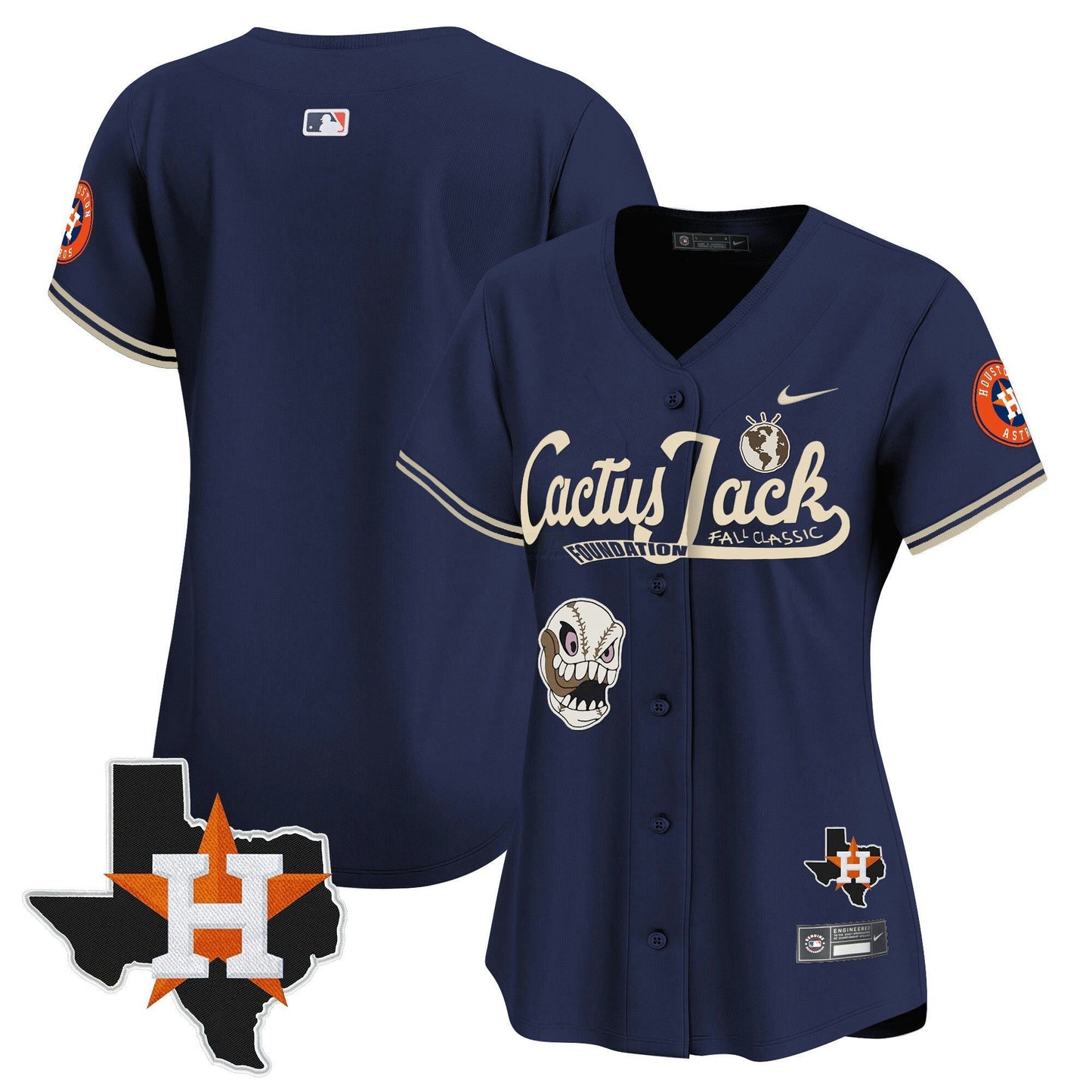 Camisa MLB Women’s Houston Cactus Jack Patch Vapor Premier Limited Jersey V8 – Stitched
