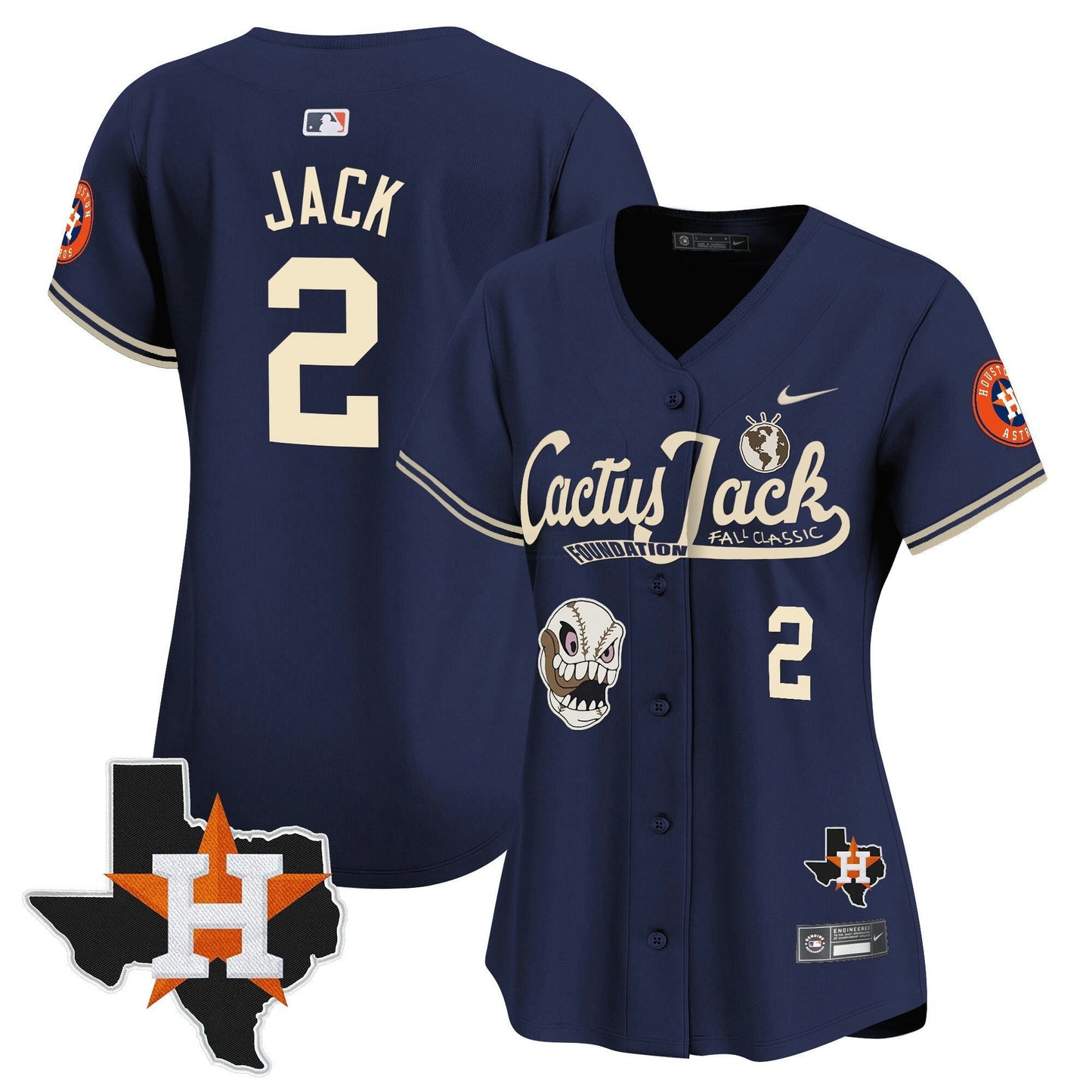 Camisa MLB Women’s Houston Cactus Jack Patch Vapor Premier Limited Jersey V8 – Stitched