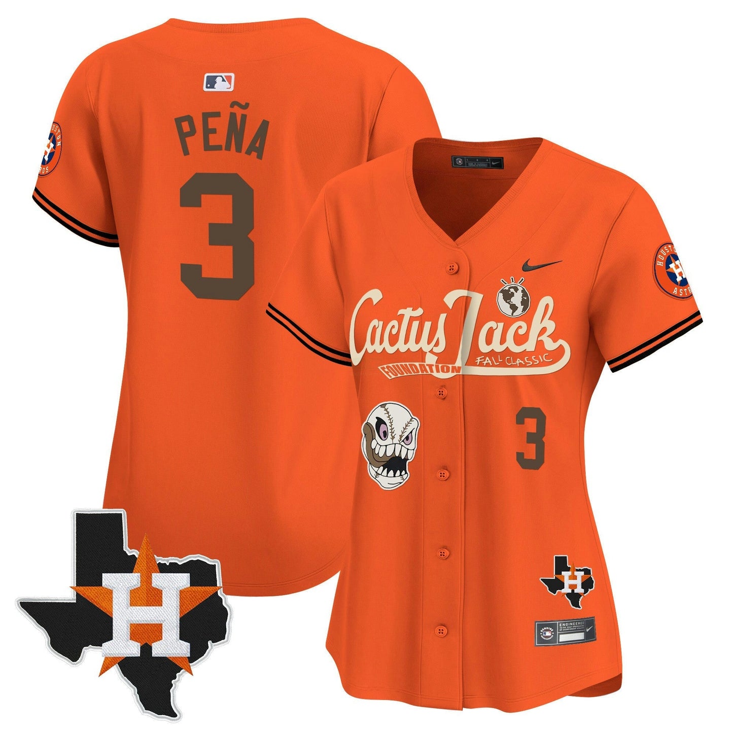 Camisa MLB Women’s Houston Cactus Jack Patch Vapor Premier Limited Jersey V8 – Stitched