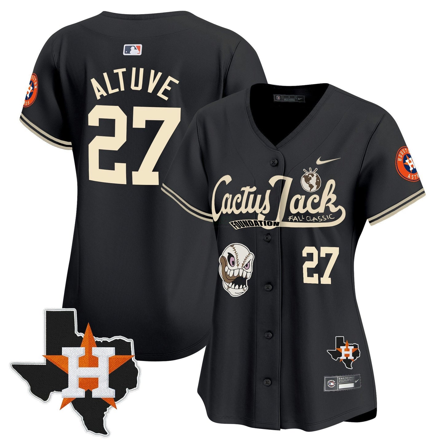 Camisa MLB Women’s Houston Cactus Jack Patch Vapor Premier Limited Jersey V8 – Stitched
