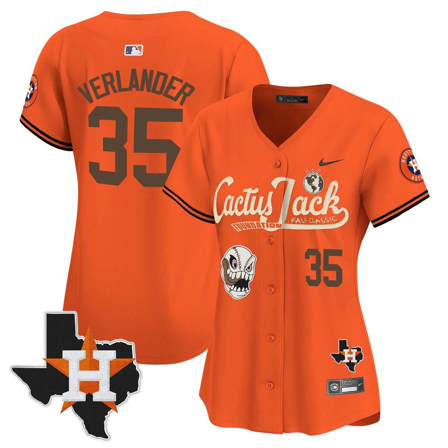 Camisa MLB Women’s Houston Cactus Jack Patch Vapor Premier Limited Jersey V8 – Stitched