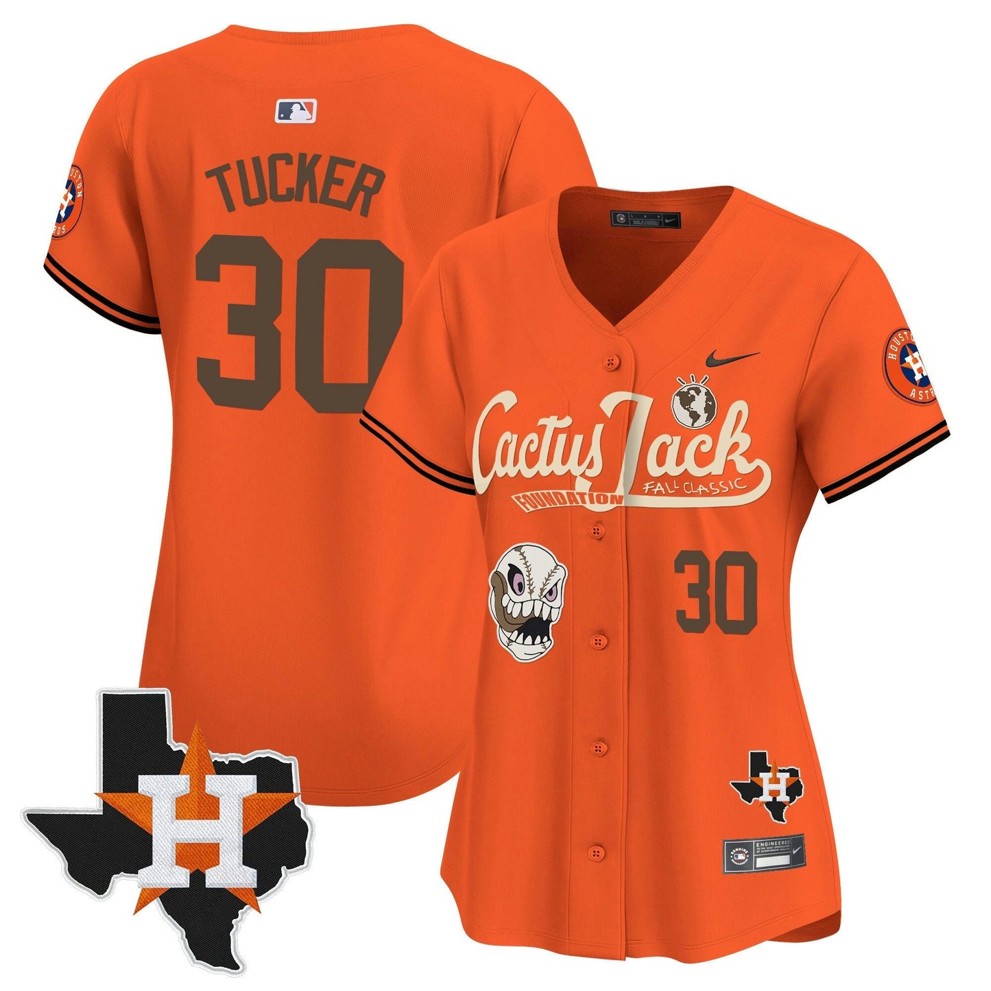Camisa MLB Women’s Houston Cactus Jack Patch Vapor Premier Limited Jersey V8 – Stitched