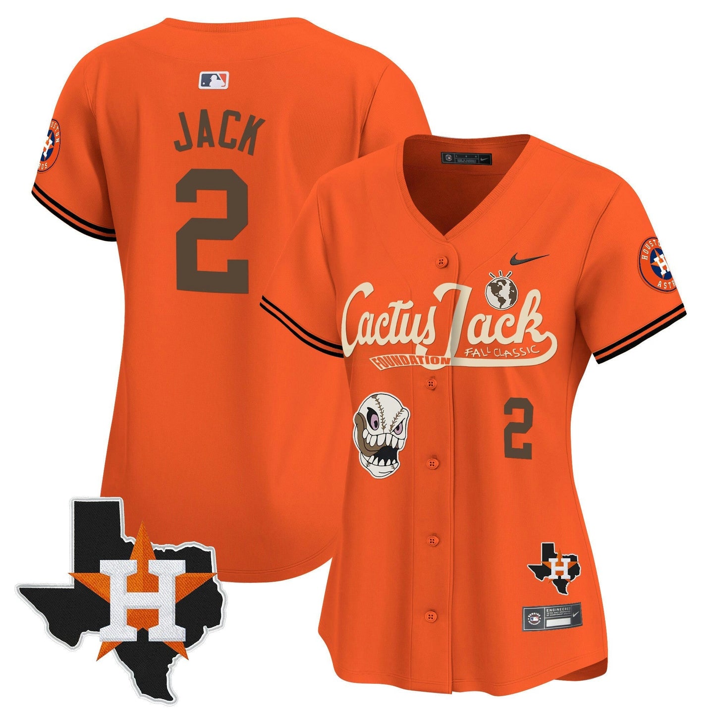 Camisa MLB Women’s Houston Cactus Jack Patch Vapor Premier Limited Jersey V8 – Stitched