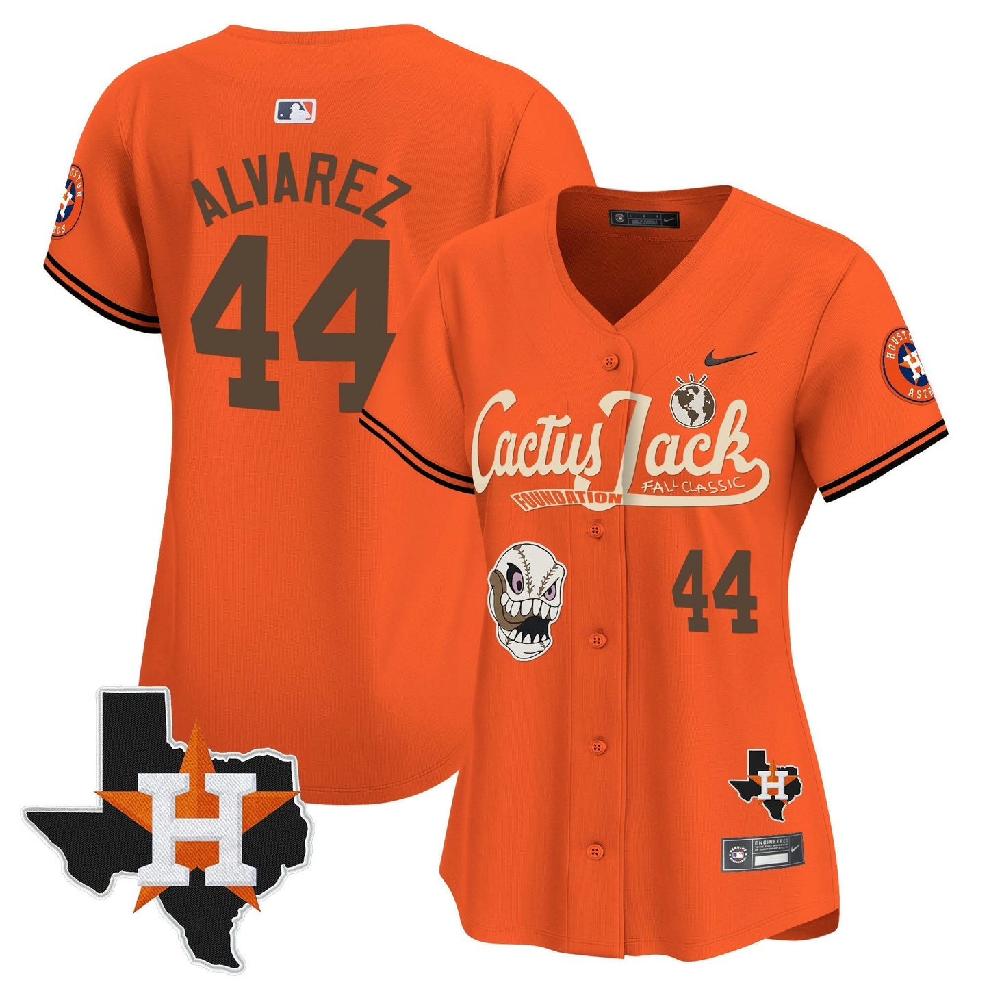 Camisa MLB Women’s Houston Cactus Jack Patch Vapor Premier Limited Jersey V8 – Stitched