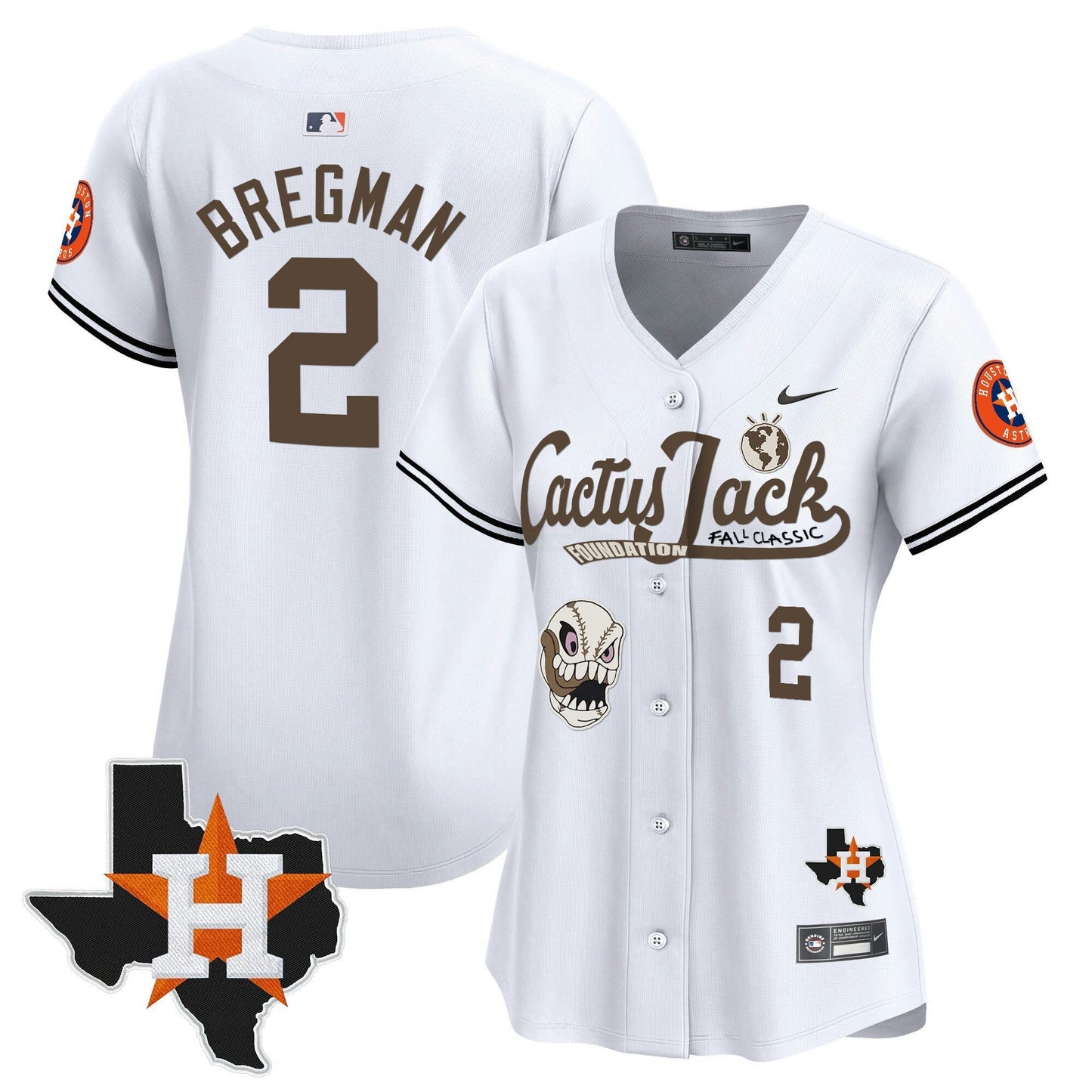 Camisa MLB Women’s Houston Cactus Jack Patch Vapor Premier Limited Jersey V8 – Stitched