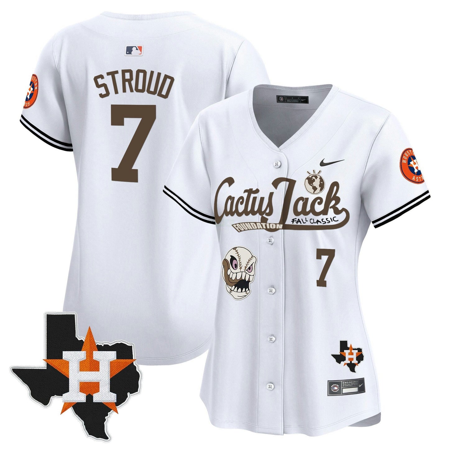 Camisa MLB Women’s Houston Cactus Jack Patch Vapor Premier Limited Jersey V8 – Stitched