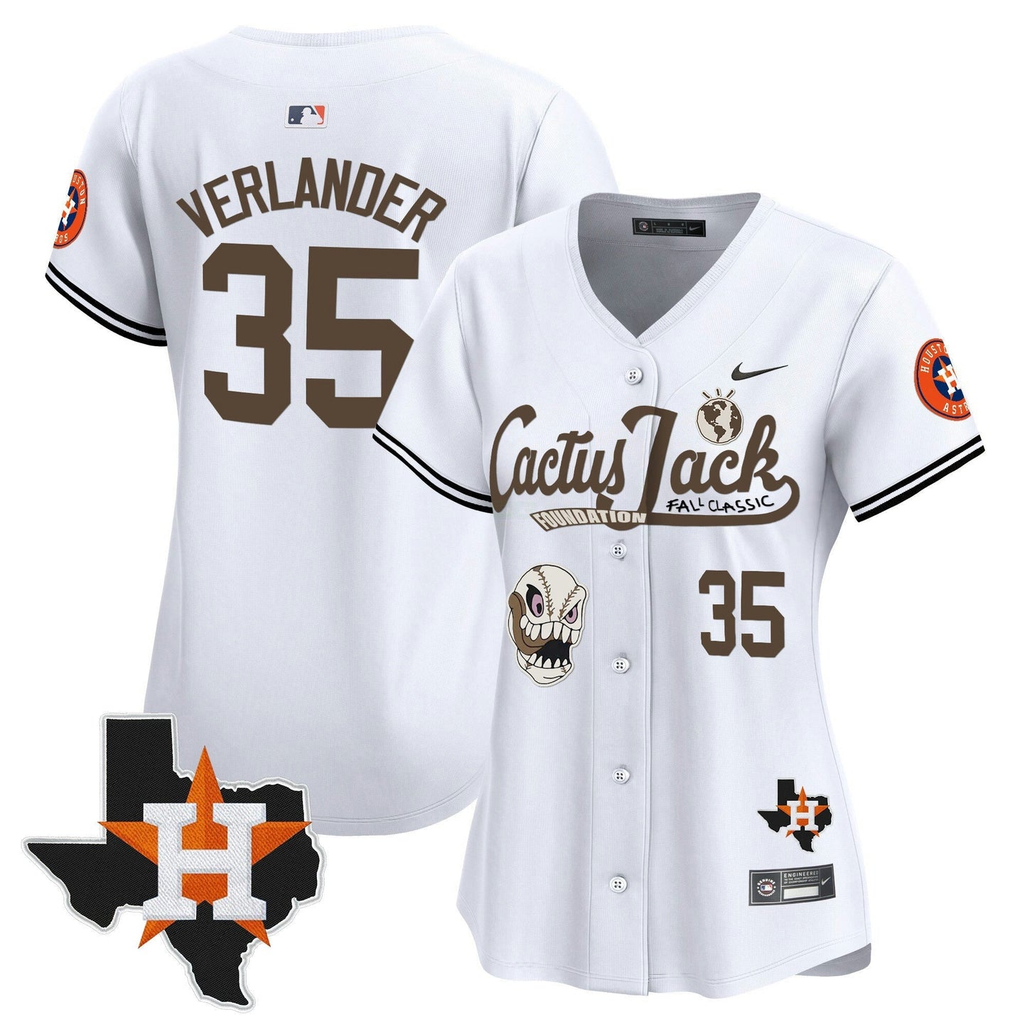Camisa MLB Women’s Houston Cactus Jack Patch Vapor Premier Limited Jersey V8 – Stitched