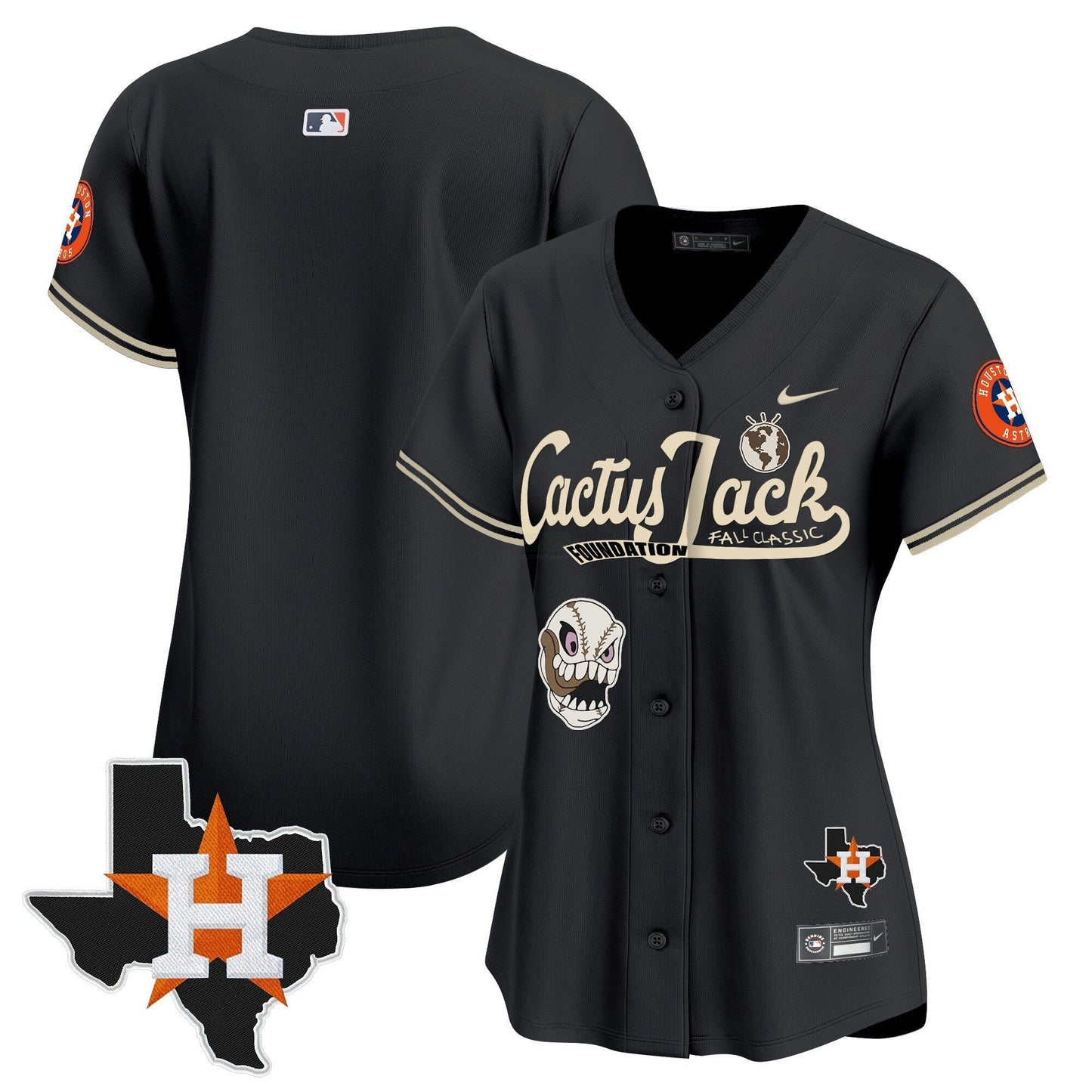 Camisa MLB Women’s Houston Cactus Jack Patch Vapor Premier Limited Jersey V8 – Stitched