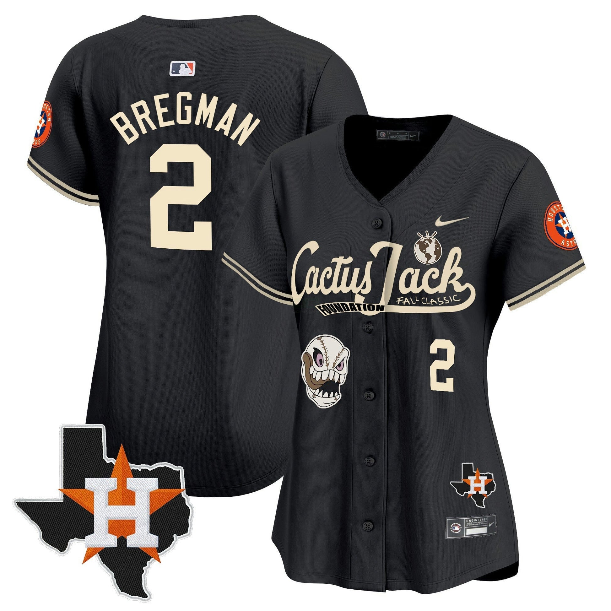 Camisa MLB Women’s Houston Cactus Jack Patch Vapor Premier Limited Jersey V8 – Stitched