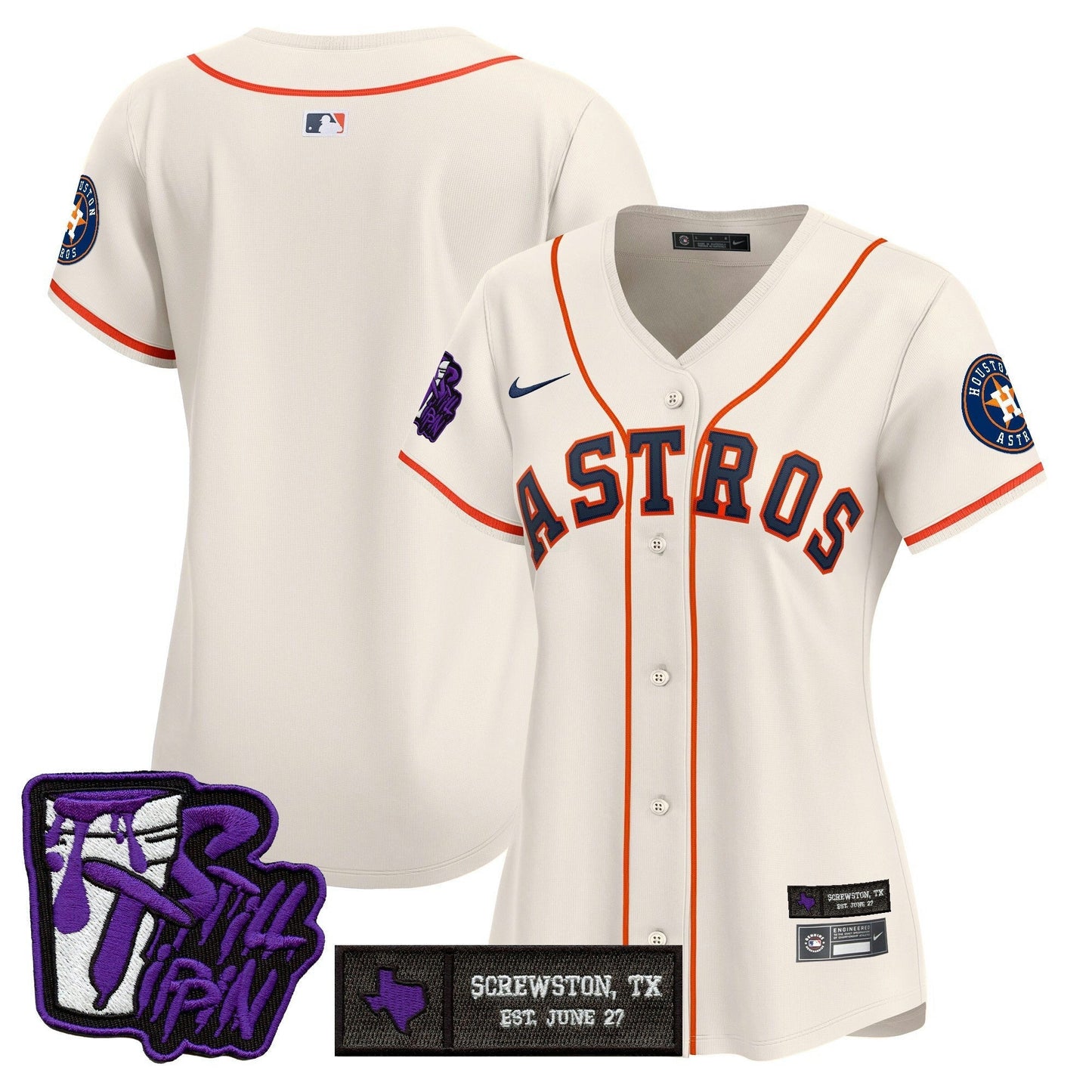 Camisa MLB Women’s Houston DJ Screw Still Tippin Purple Patch Vapor Premier Limited Jersey