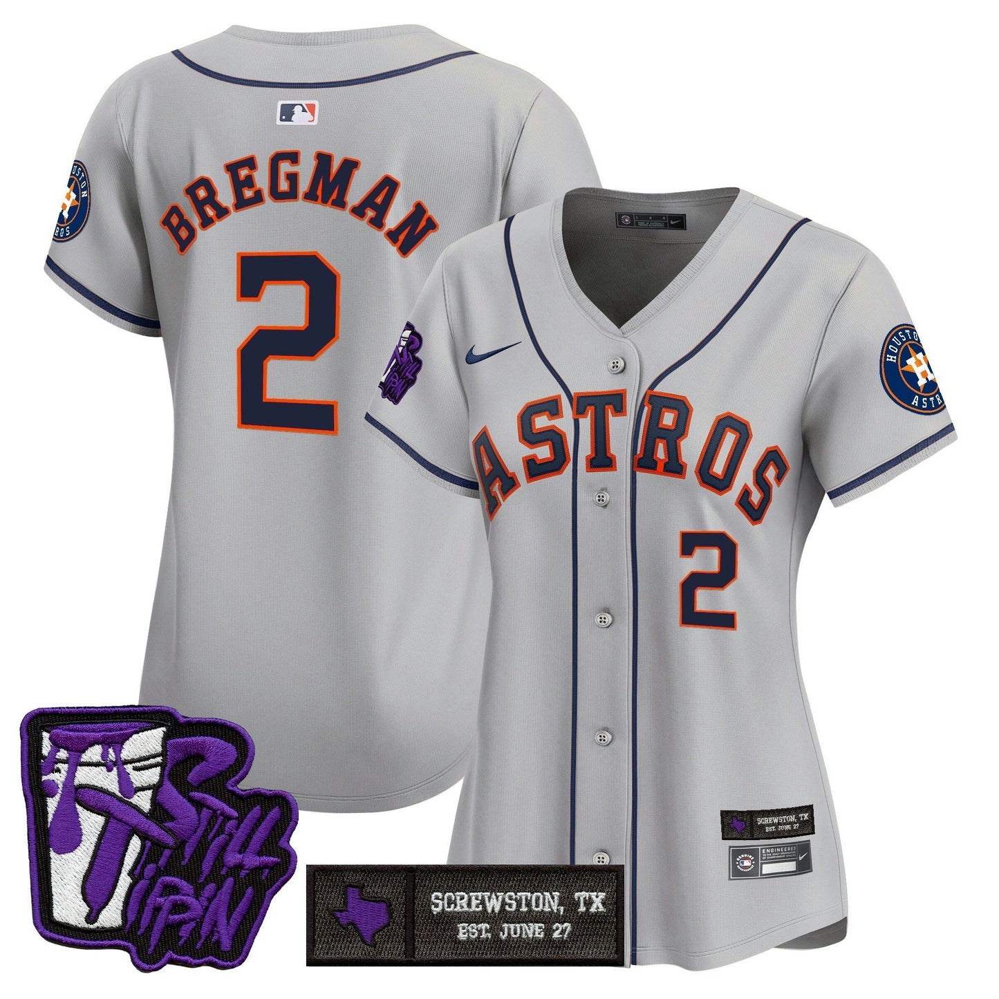 Camisa MLB Women’s Houston DJ Screw Still Tippin Purple Patch Vapor Premier Limited Jersey