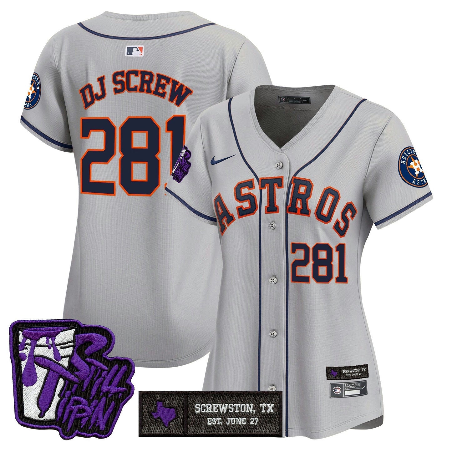 Camisa MLB Women’s Houston DJ Screw Still Tippin Purple Patch Vapor Premier Limited Jersey