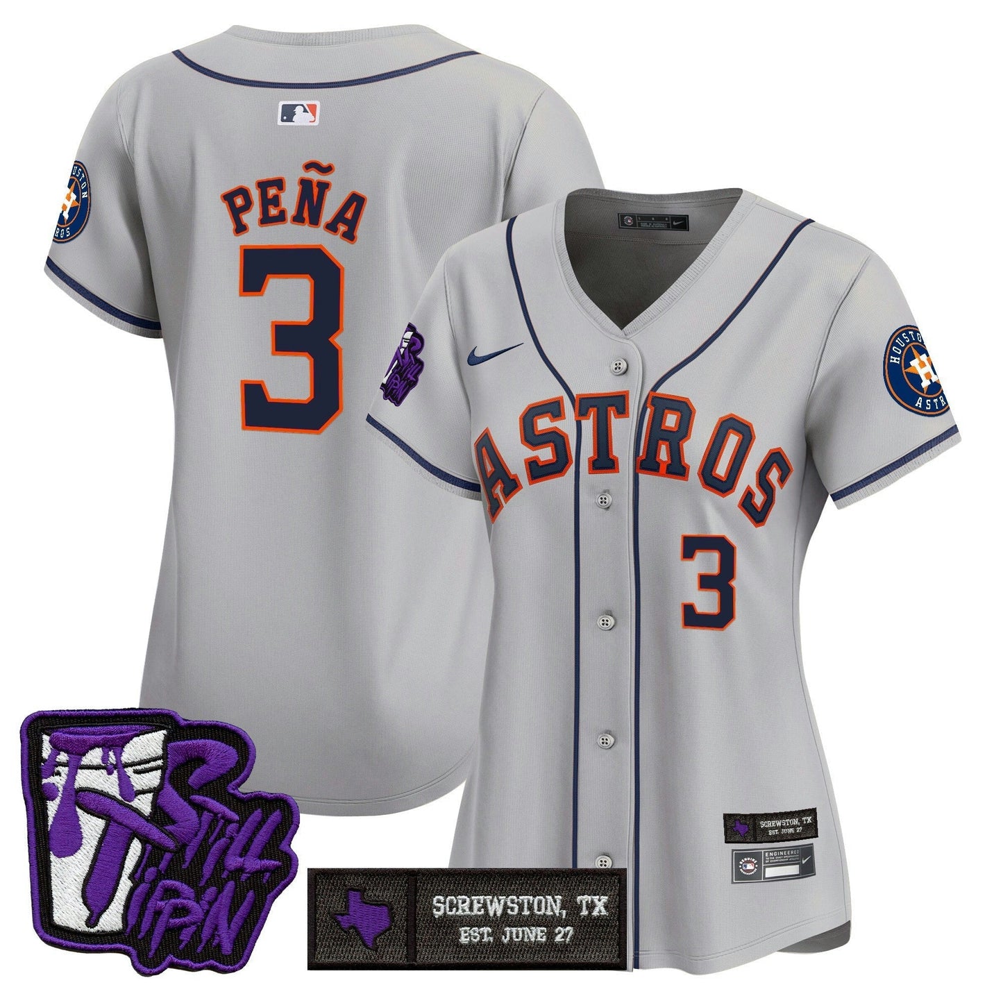 Camisa MLB Women’s Houston DJ Screw Still Tippin Purple Patch Vapor Premier Limited Jersey