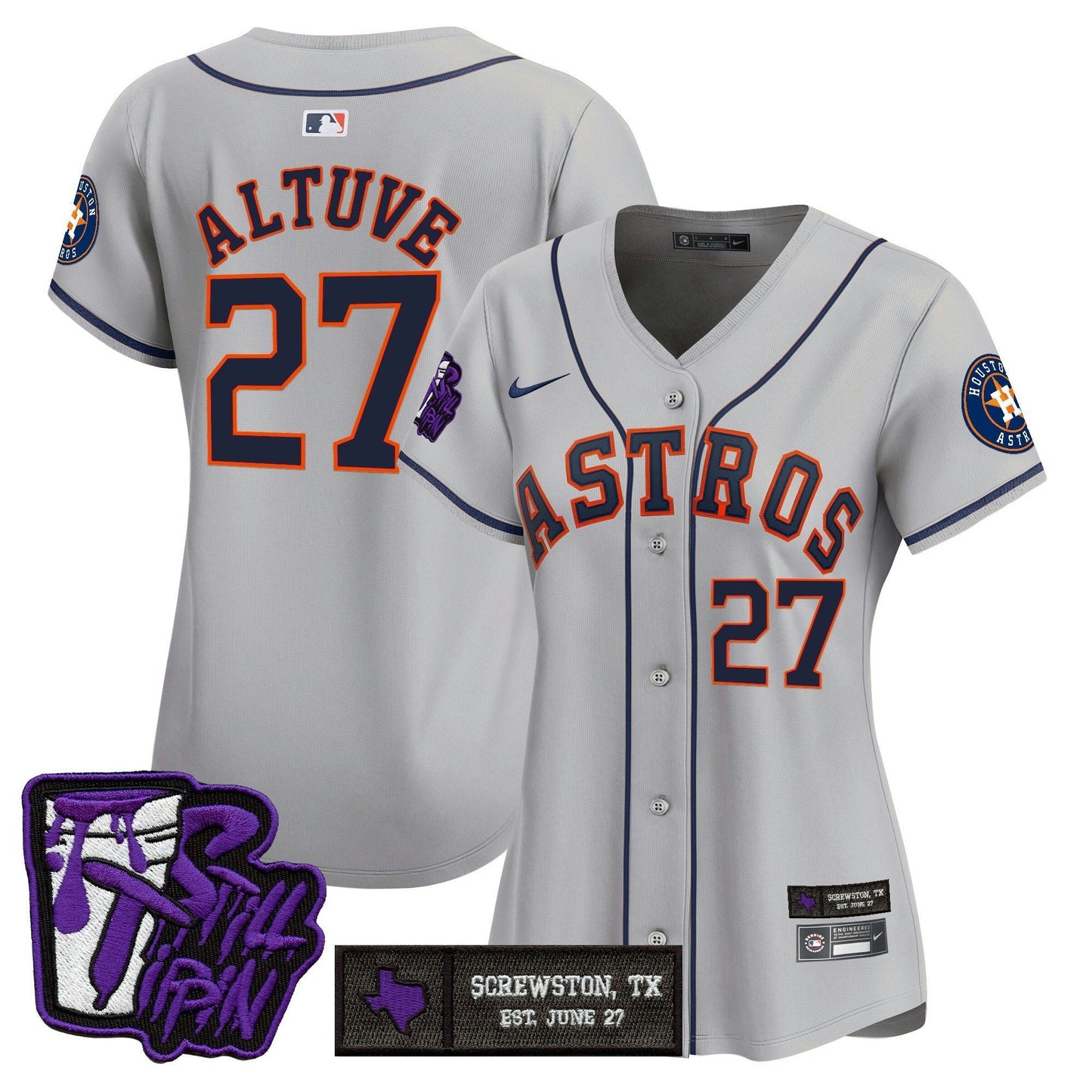 Camisa MLB Women’s Houston DJ Screw Still Tippin Purple Patch Vapor Premier Limited Jersey