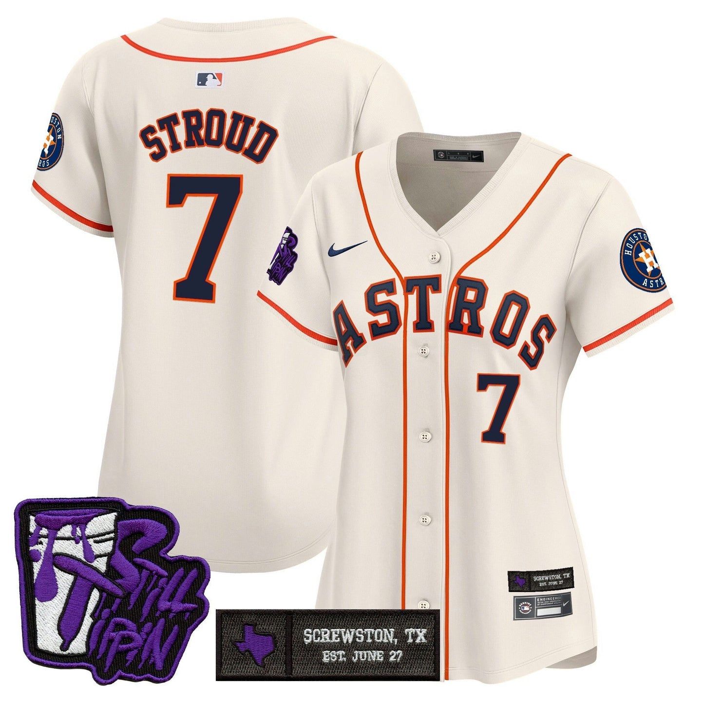 Camisa MLB Women’s Houston DJ Screw Still Tippin Purple Patch Vapor Premier Limited Jersey