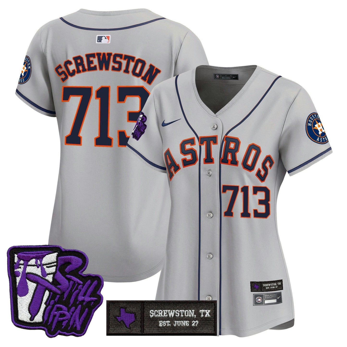 Camisa MLB Women’s Houston DJ Screw Still Tippin Purple Patch Vapor Premier Limited Jersey