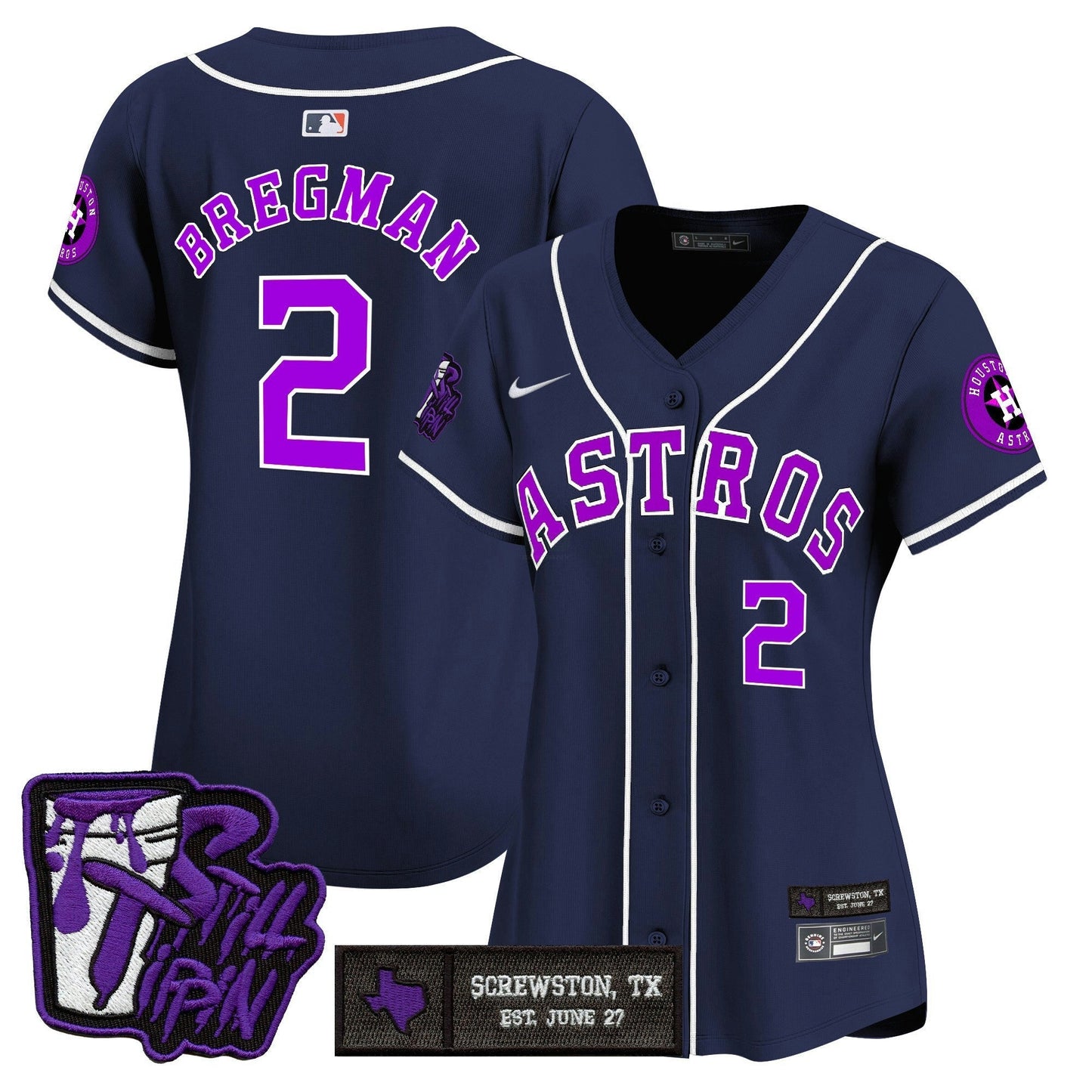 Camisa MLB Women’s Houston DJ Screw Still Tippin Purple Patch Vapor Premier Limited Jersey
