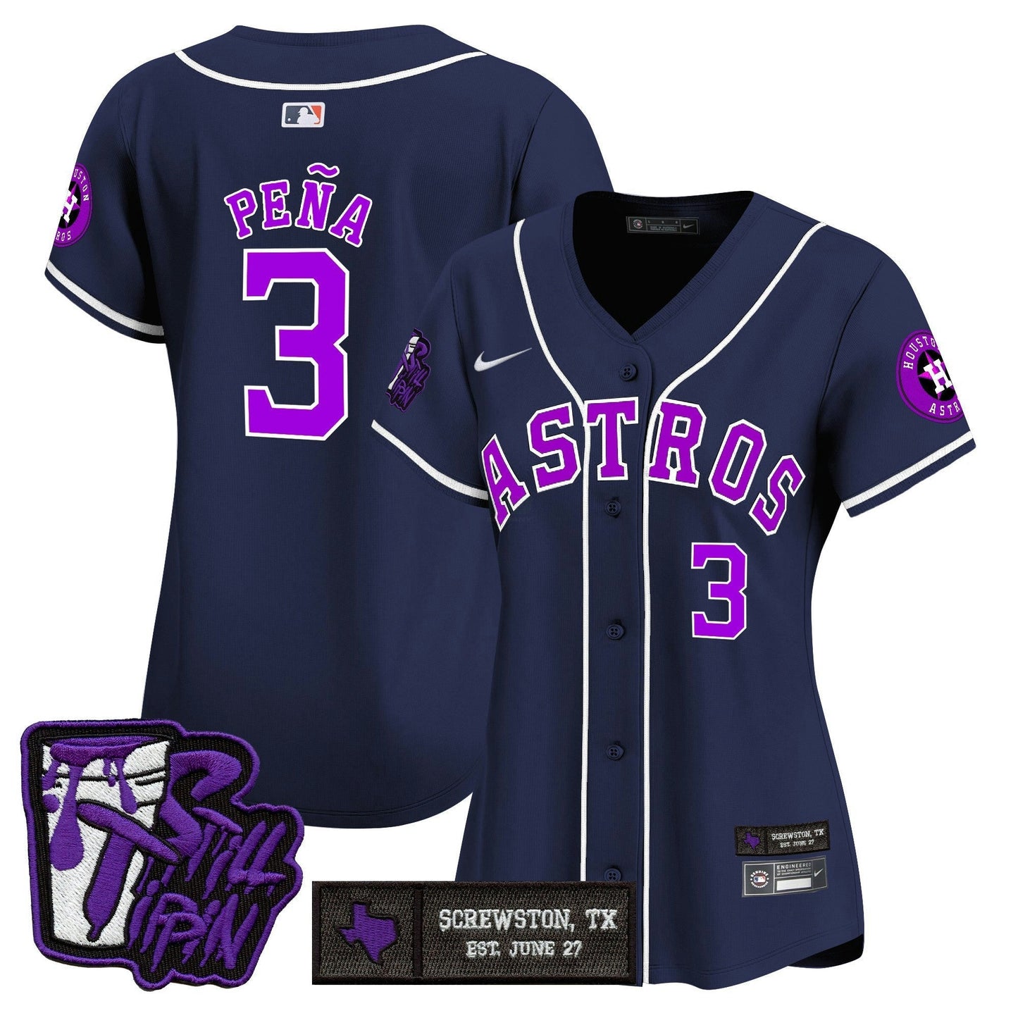 Camisa MLB Women’s Houston DJ Screw Still Tippin Purple Patch Vapor Premier Limited Jersey