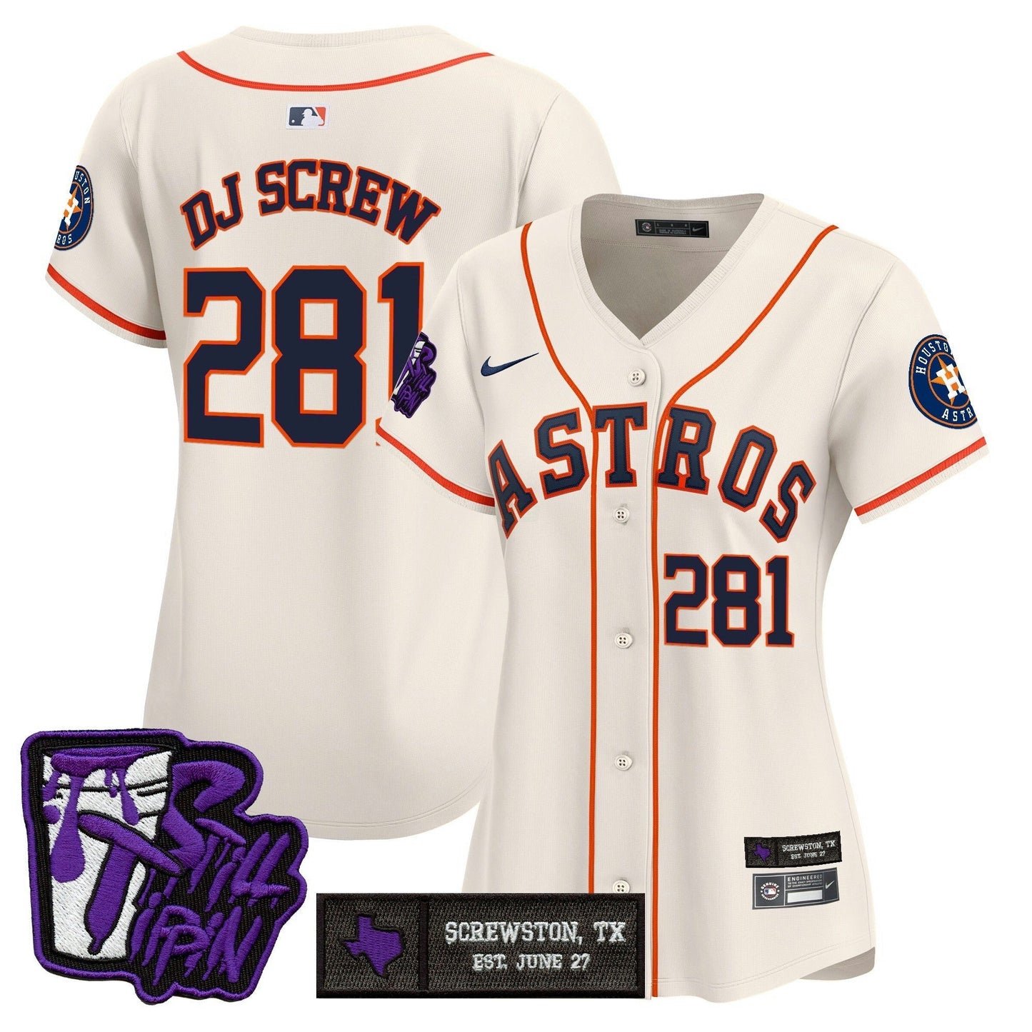 Camisa MLB Women’s Houston DJ Screw Still Tippin Purple Patch Vapor Premier Limited Jersey