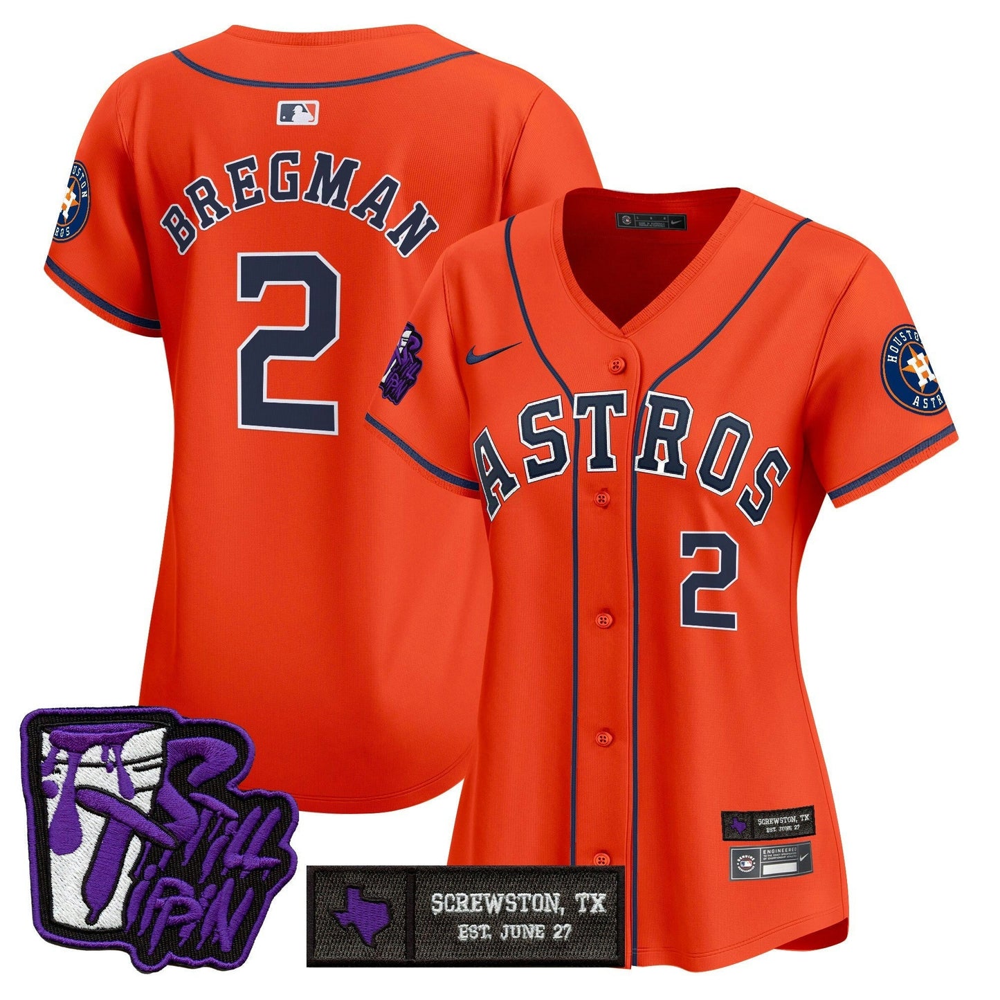 Camisa MLB Women’s Houston DJ Screw Still Tippin Purple Patch Vapor Premier Limited Jersey