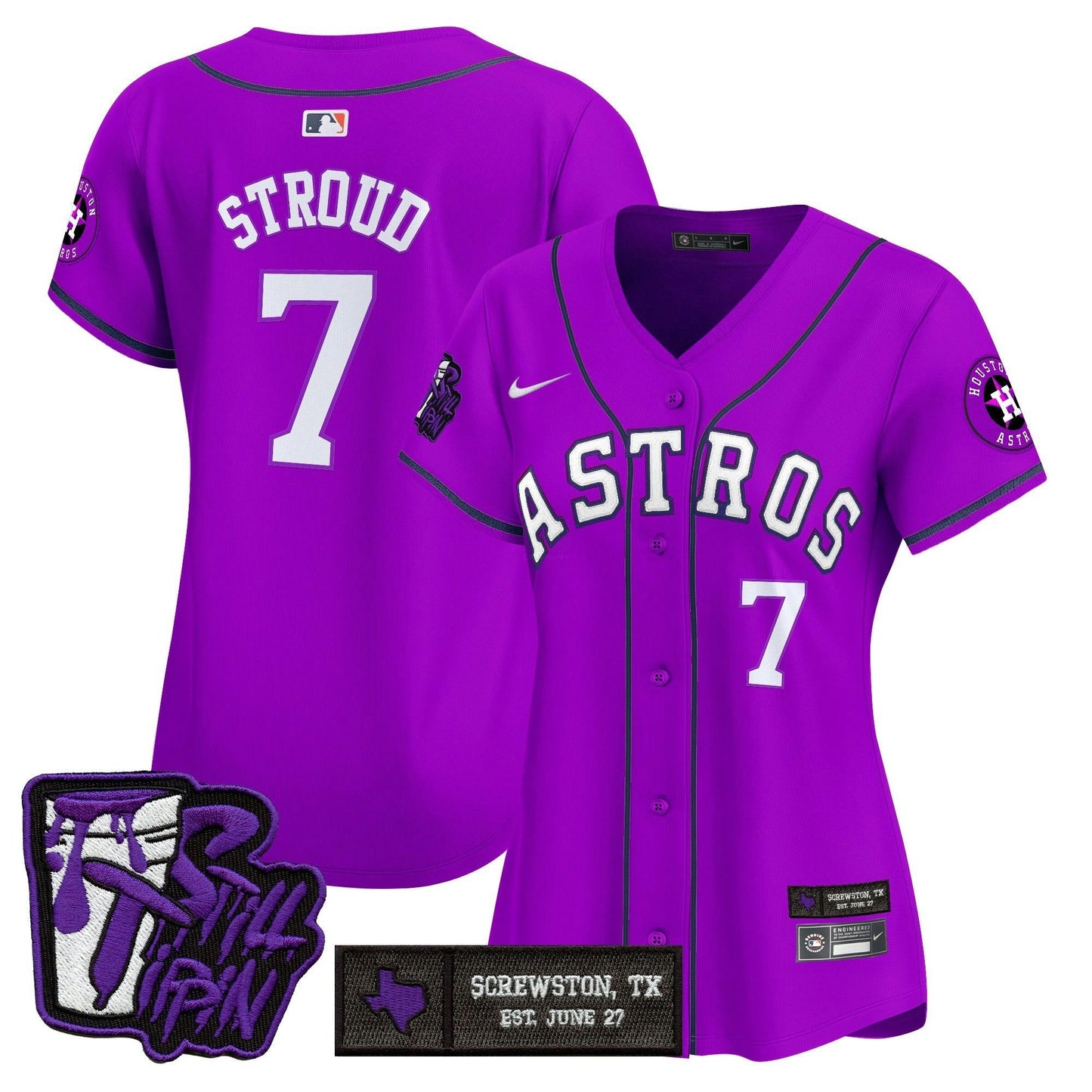 Camisa MLB Women’s Houston DJ Screw Still Tippin Purple Patch Vapor Premier Limited Jersey