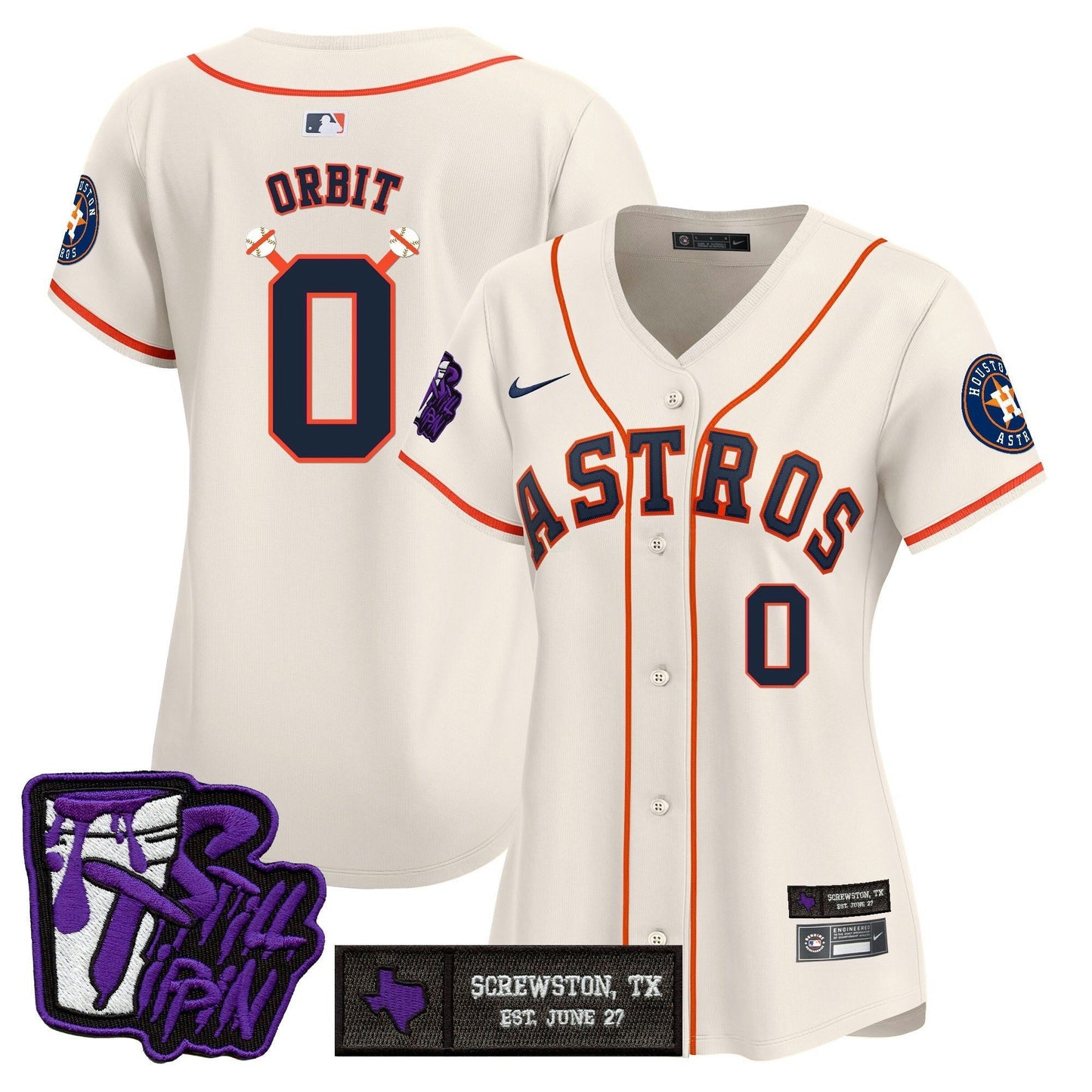 Camisa MLB Women’s Houston DJ Screw Still Tippin Purple Patch Vapor Premier Limited Jersey