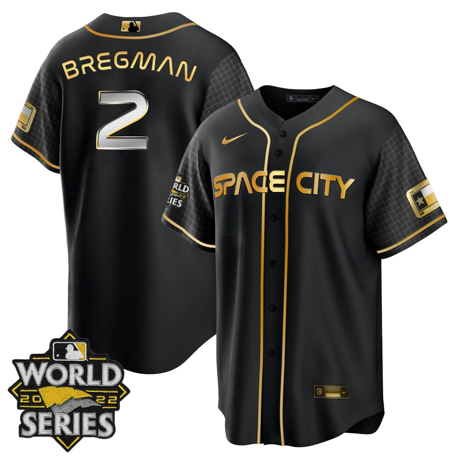 Camisa MLB Women’s Houston Space City Dourada 2022 World Series Jersey