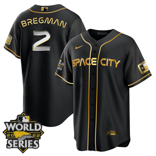 Camisa MLB Women’s Houston Space City Dourada 2022 World Series Jersey