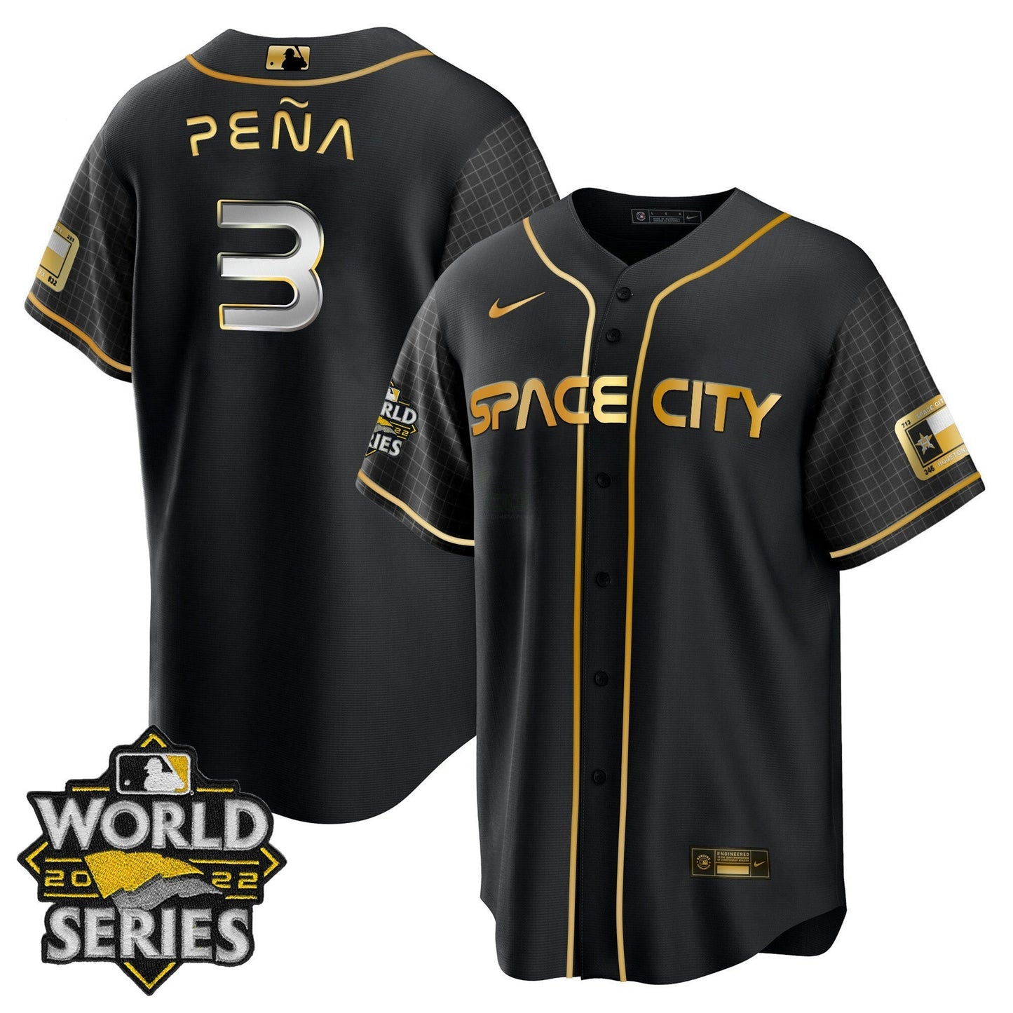Camisa MLB Women’s Houston Space City Dourada 2022 World Series Jersey