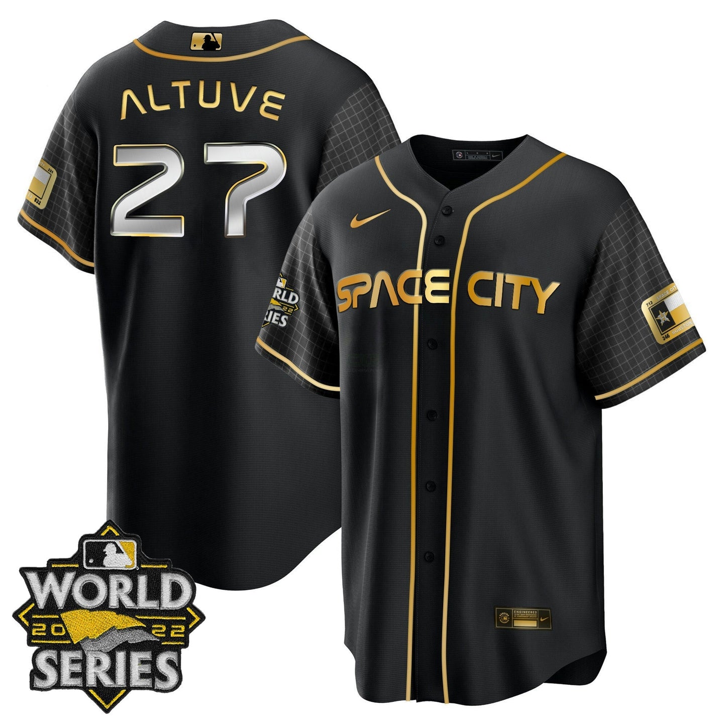 Camisa MLB Women’s Houston Space City Dourada 2022 World Series Jersey