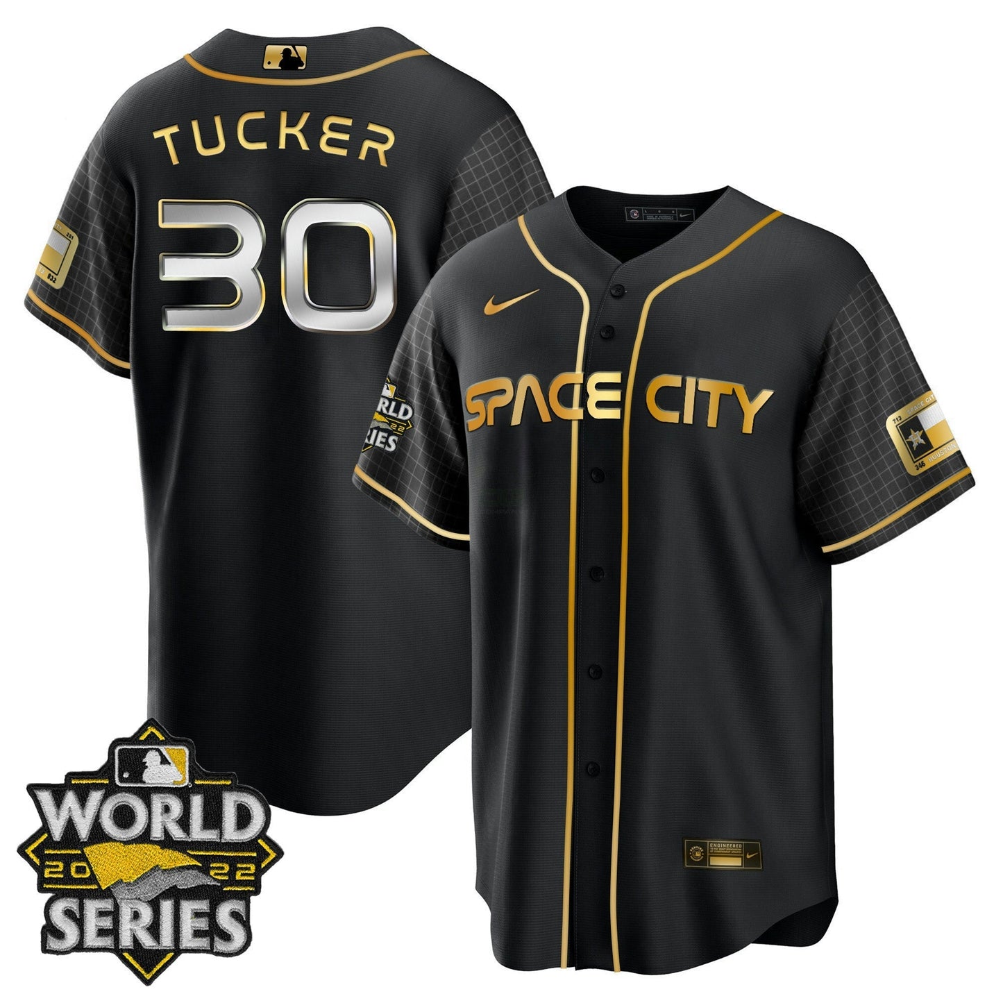 Camisa MLB Women’s Houston Space City Dourada 2022 World Series Jersey